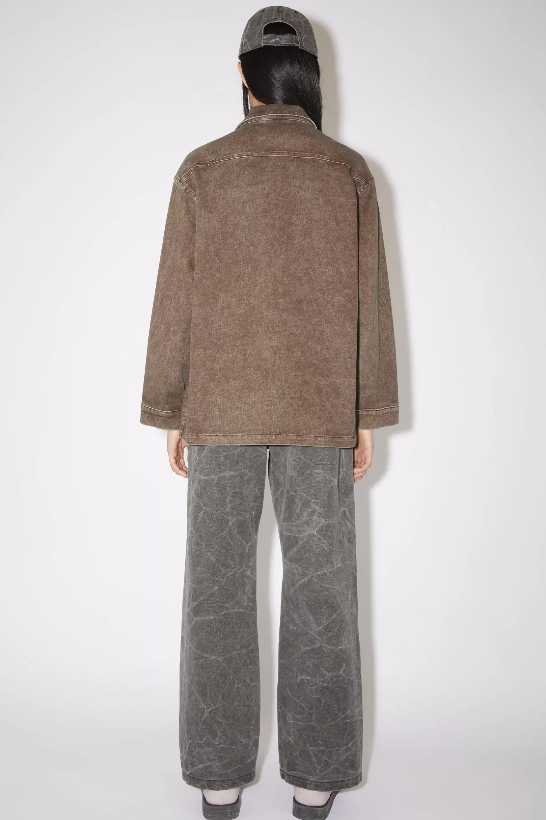 Acne Studios Hemdjacke Mit Face-Aufnaher Kakaobraun Outlet