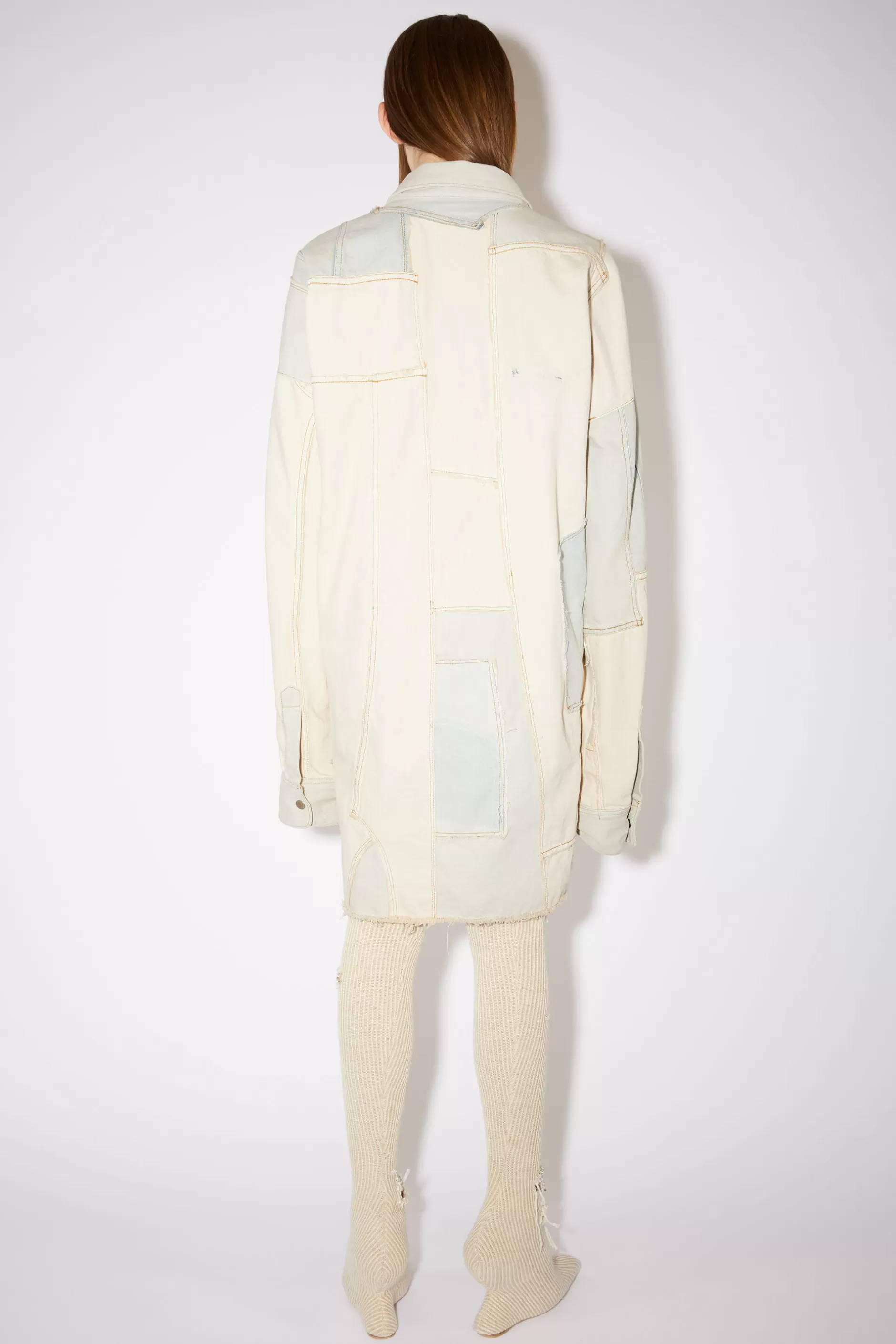 Acne Studios Hemdkleid Mit Denim-Patchwork Helle Sandfarbe Fashion