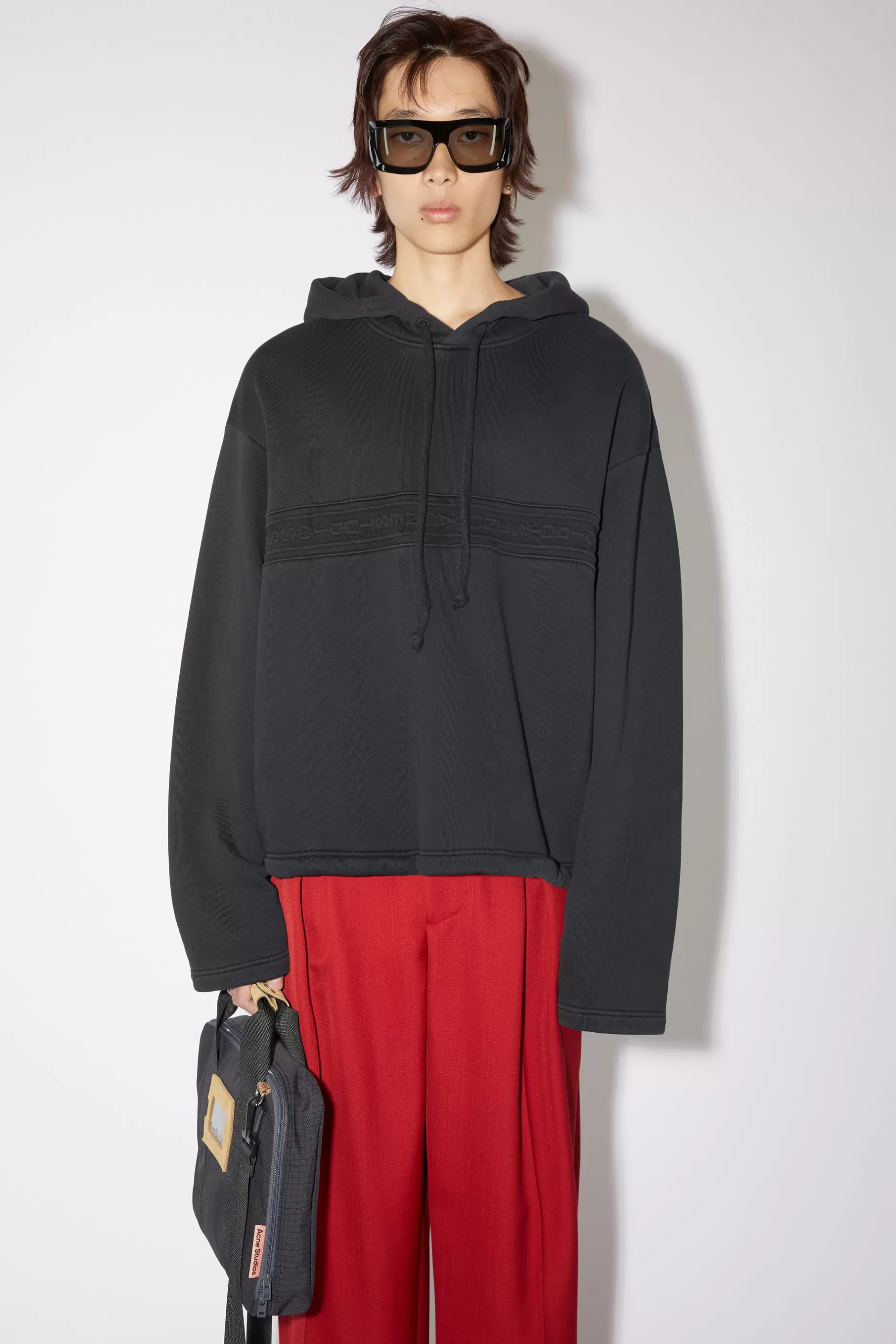 Acne Studios Hoodie Mit Logo-Tape Schwarz Cheap