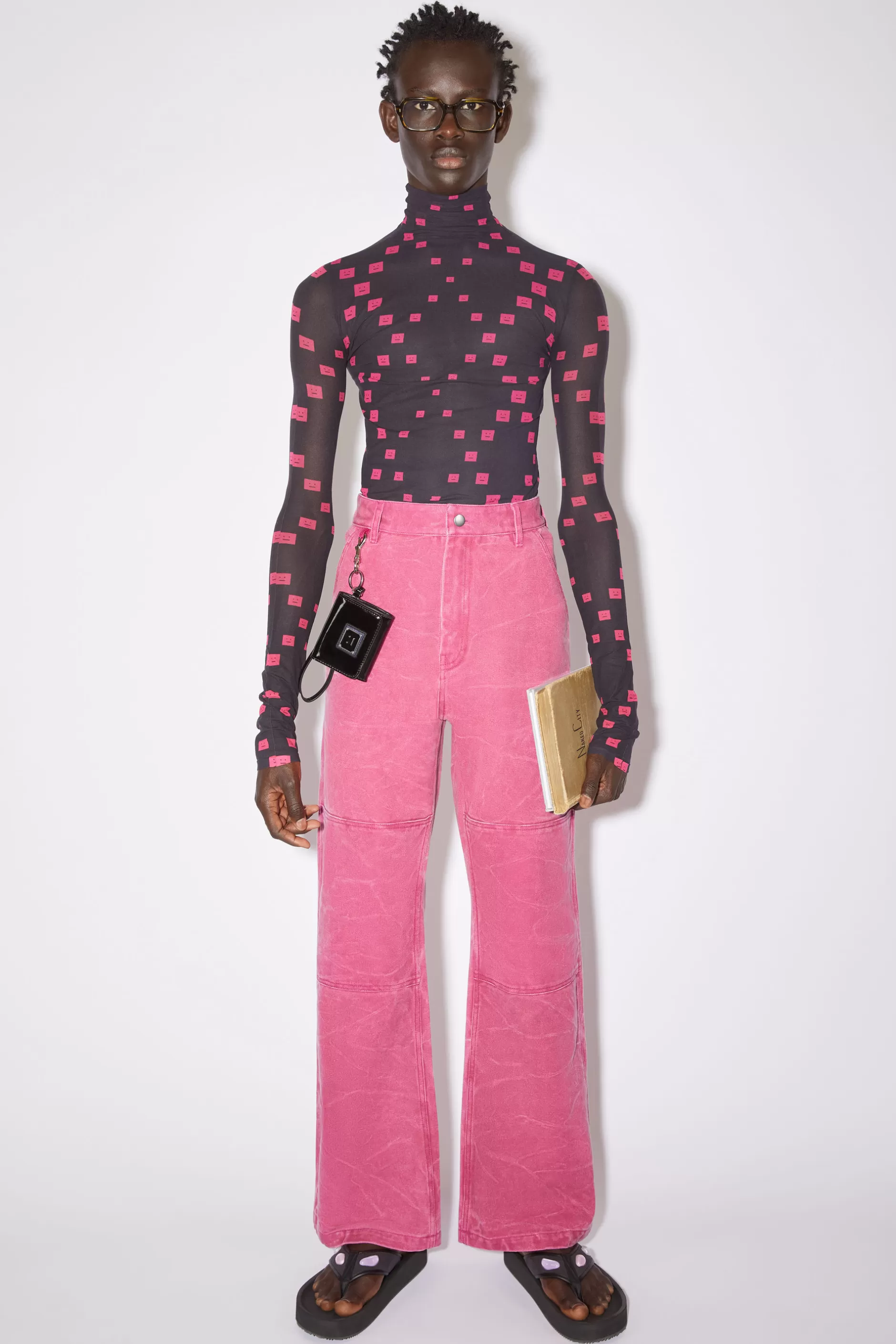 Acne Studios Hose Aus Baumwoll-Canvas Fuchsia Sale