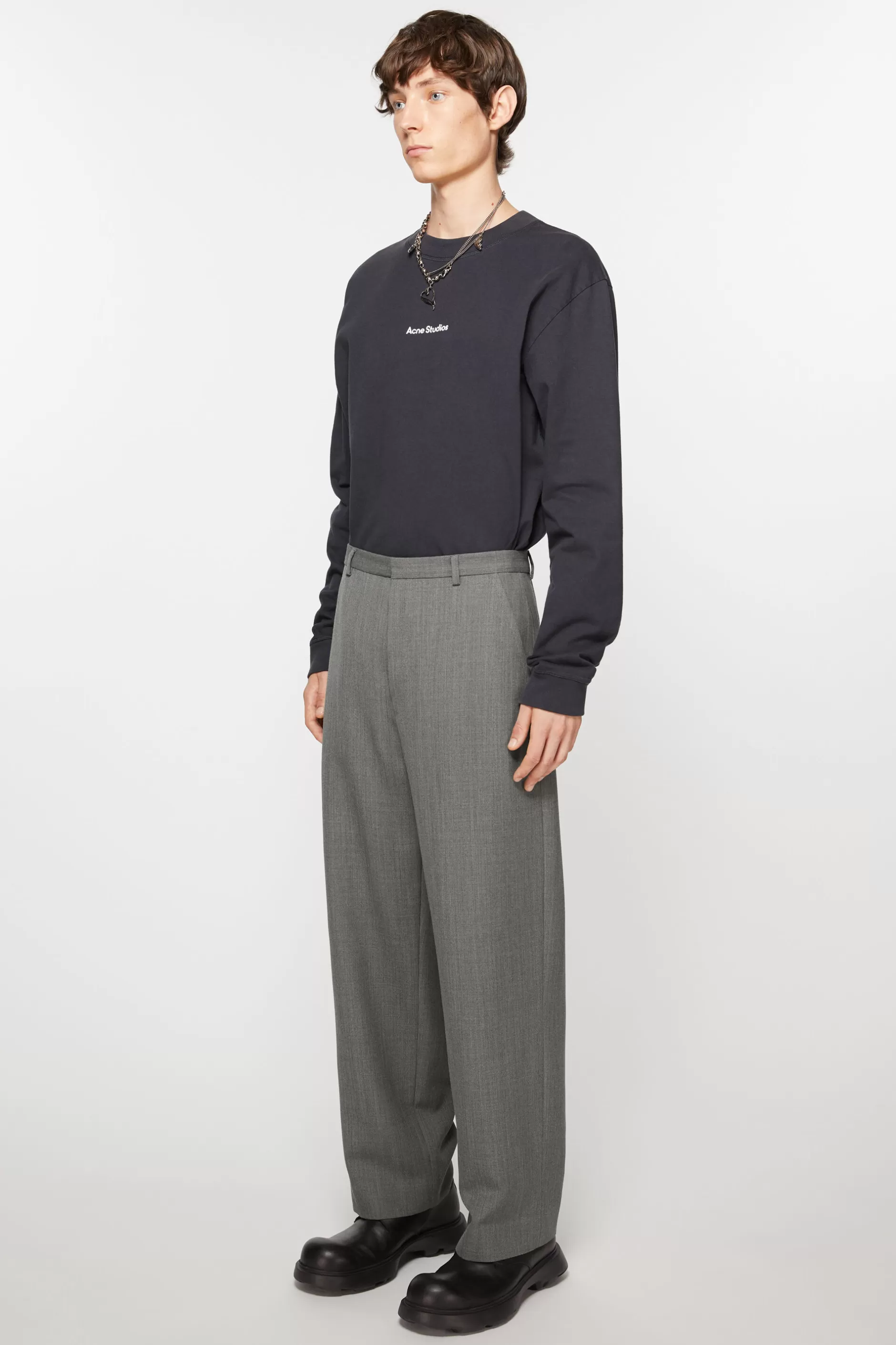 Acne Studios Hose Aus Woll-Mix Grau-Meliert Outlet