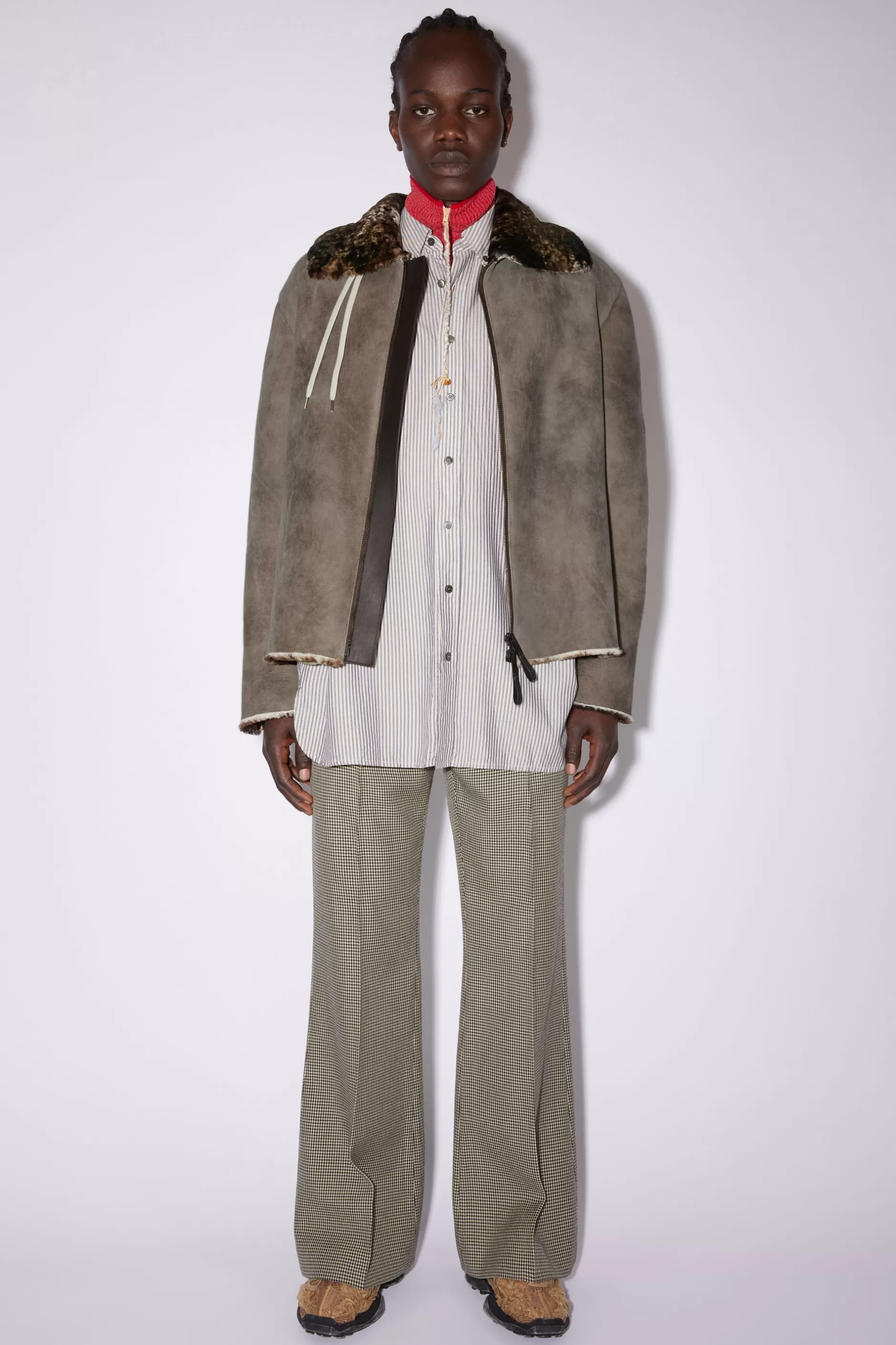 Acne Studios Jacke Aus Shearling-Wildleder Antikbraun Flash Sale