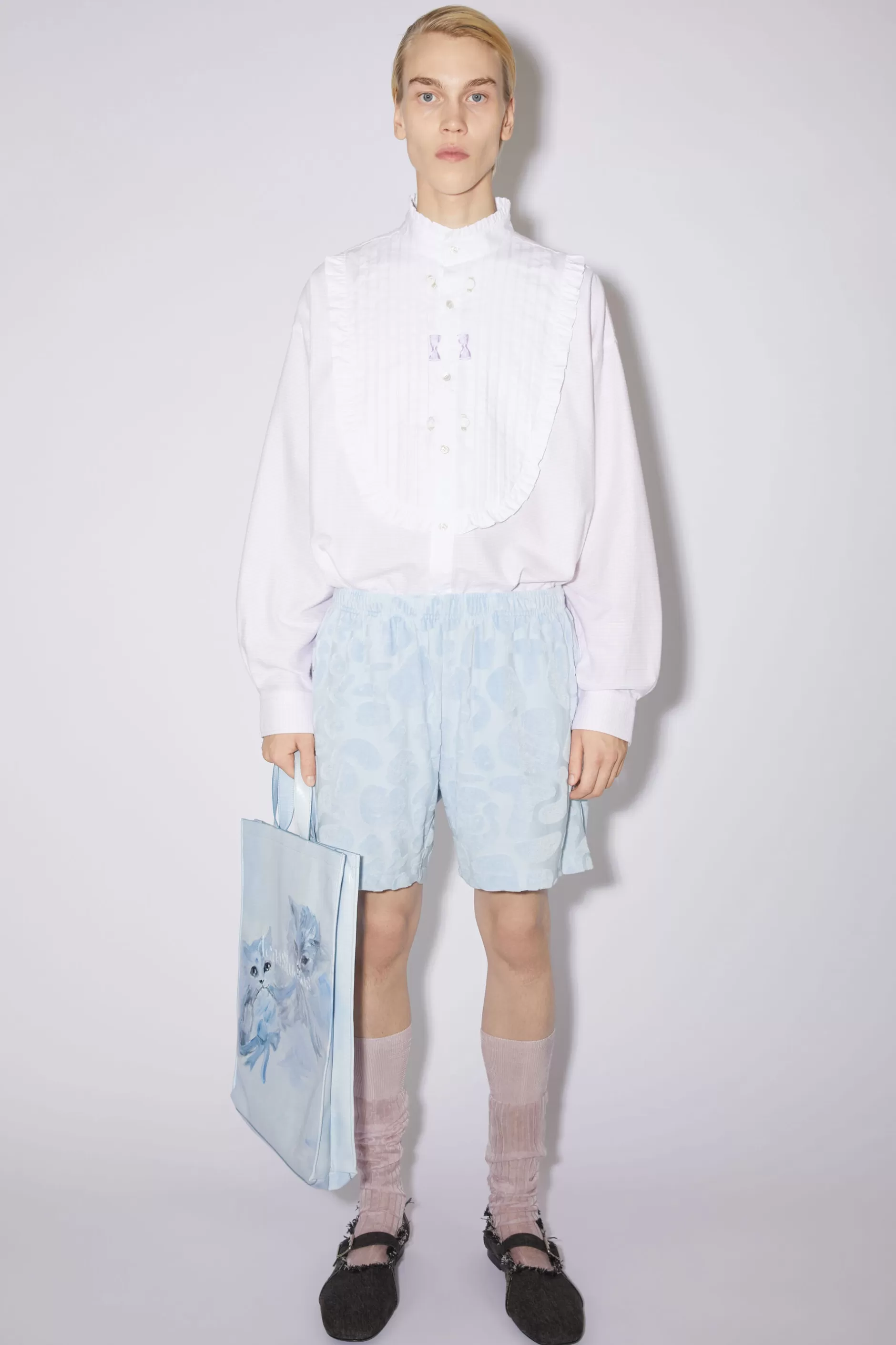 Acne Studios Jacquard-Shorts Blassblau Shop