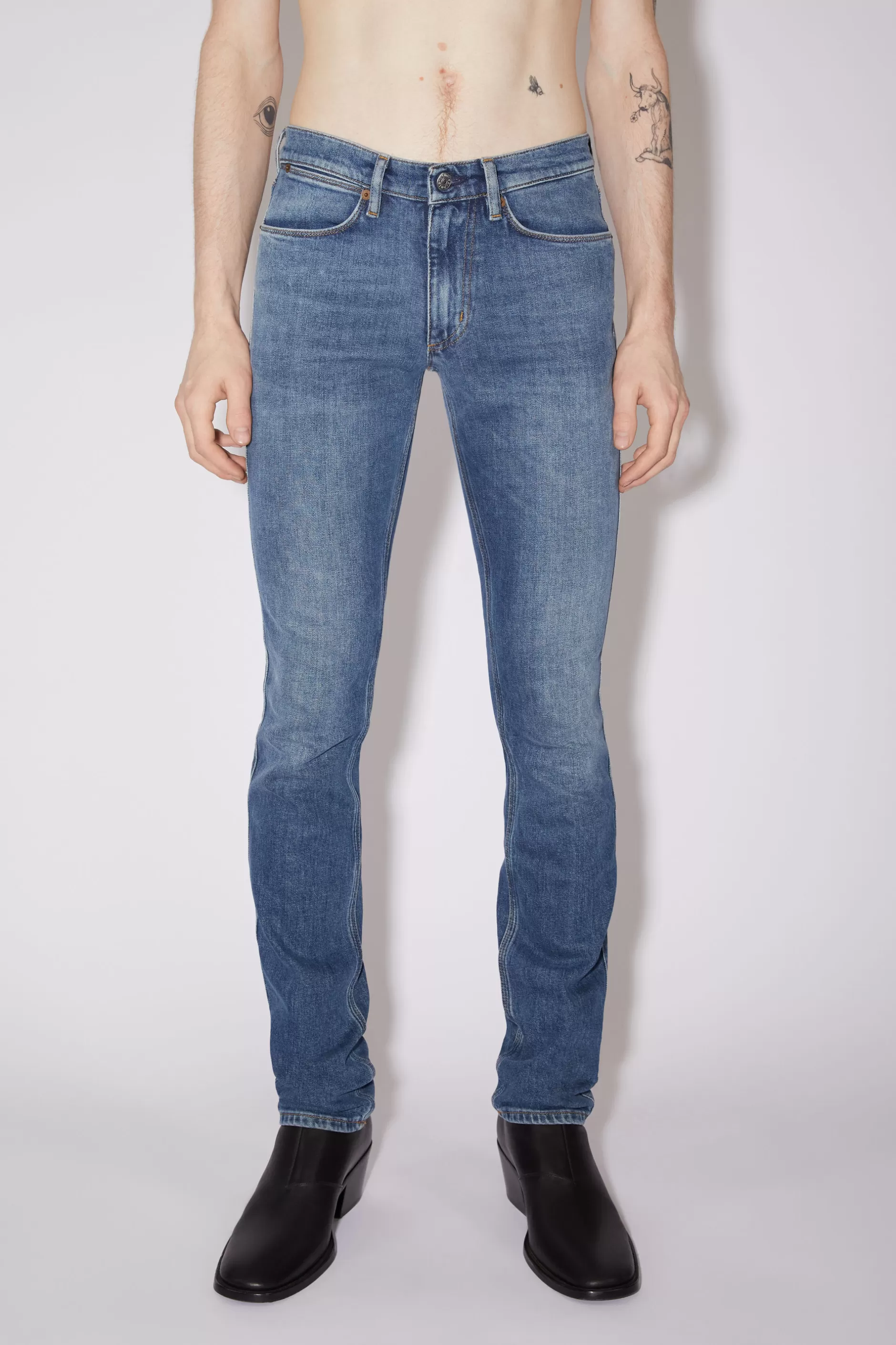 Acne Studios Jeans In Schmaler Passform Mid Blue Flash Sale