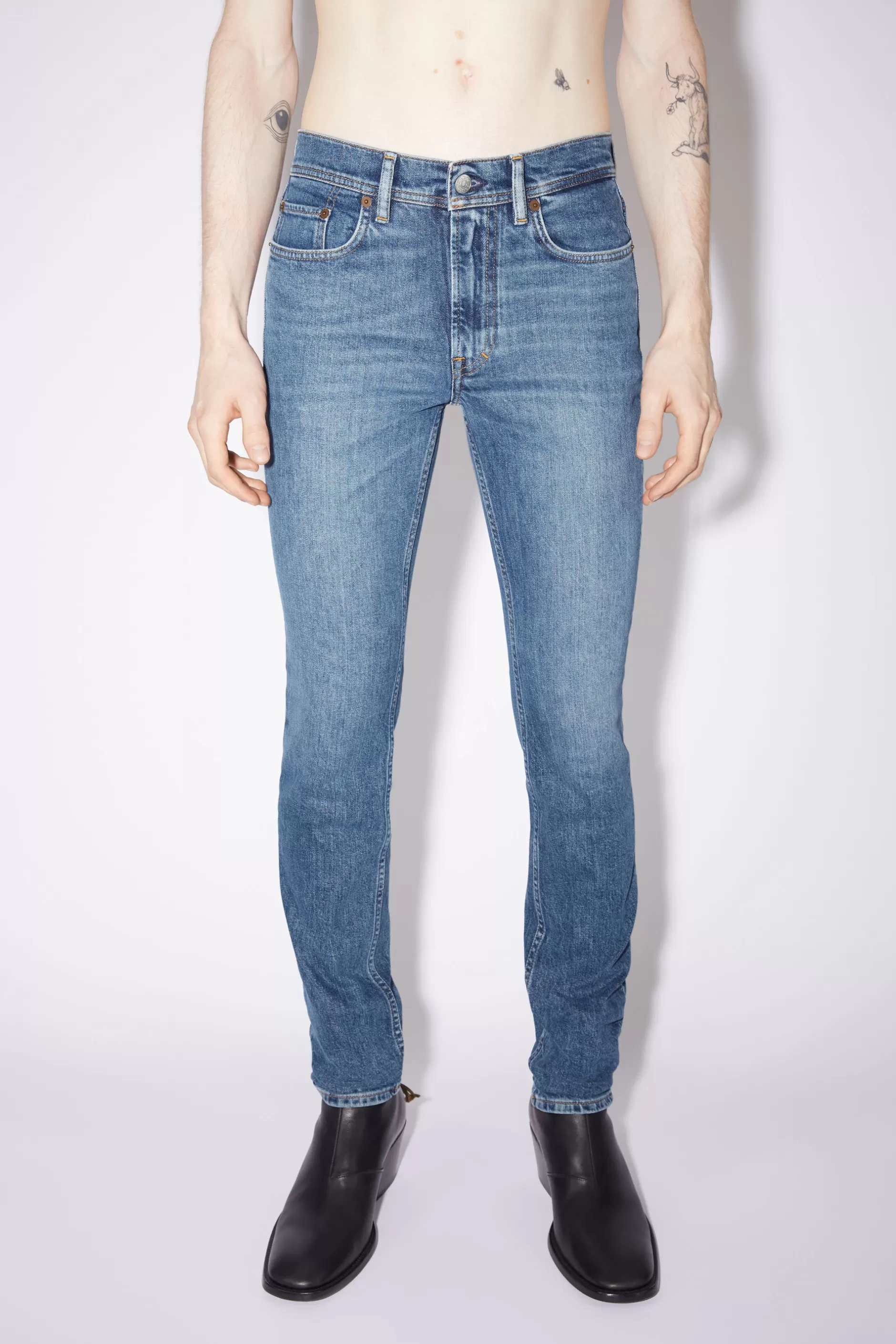 Acne Studios Jeans Mit Enger Passform – North Mid Blue Hot