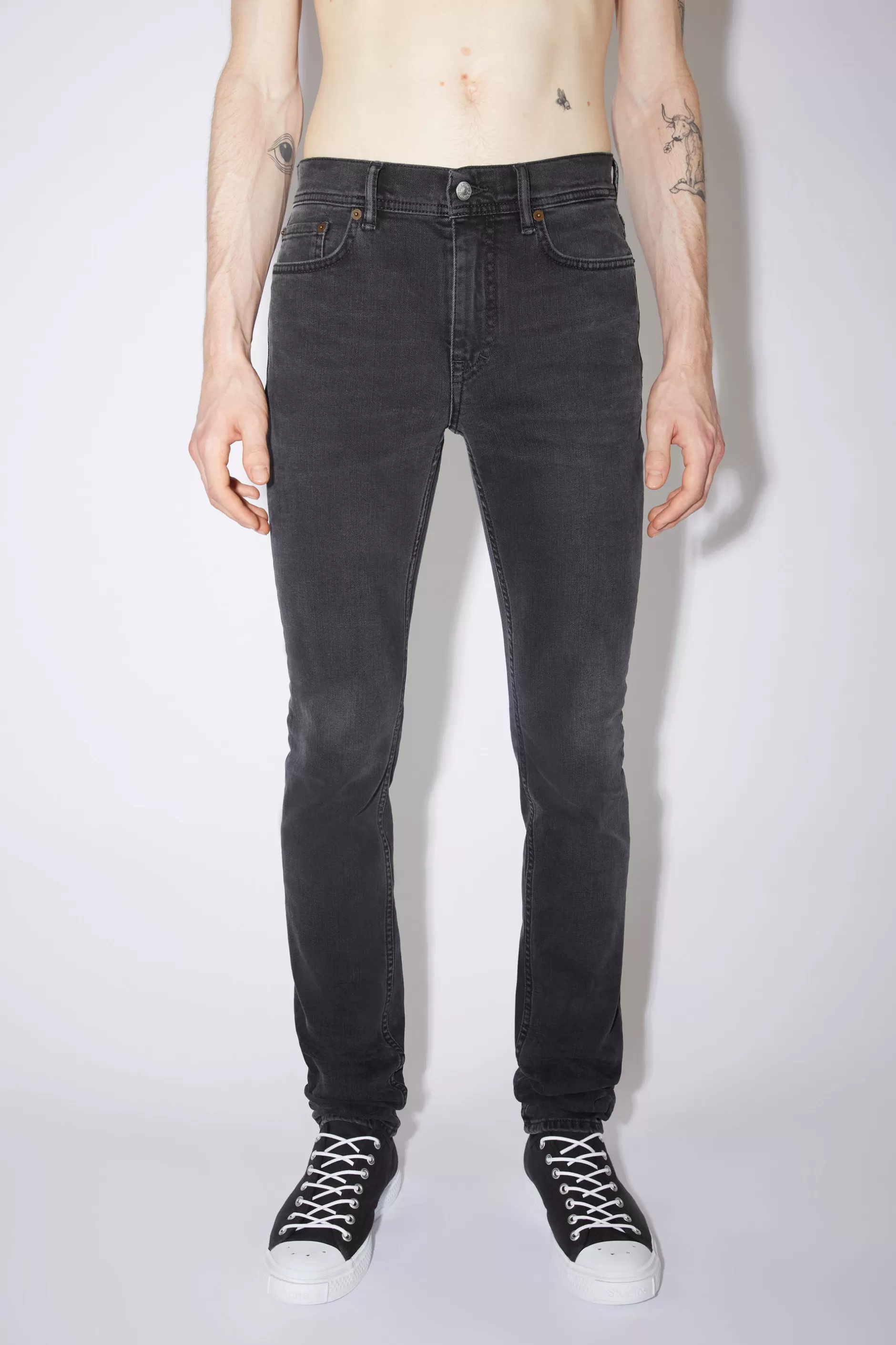 Acne Studios Jeans Mit Enger Passform – North Used Black Clearance