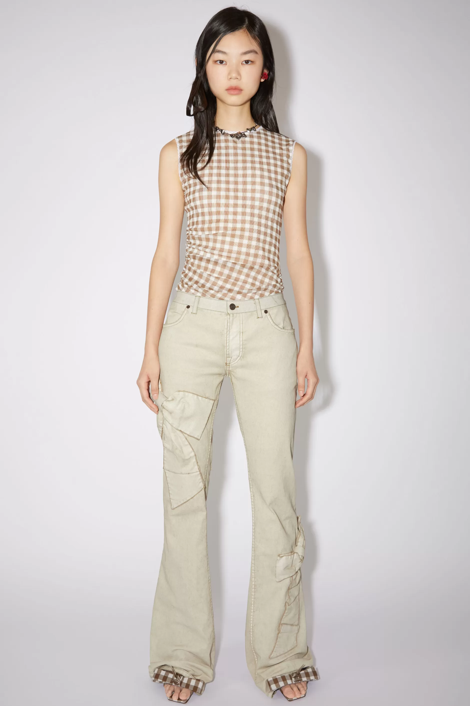 Acne Studios Jeans Mit Schleifen Weis/Braun Best