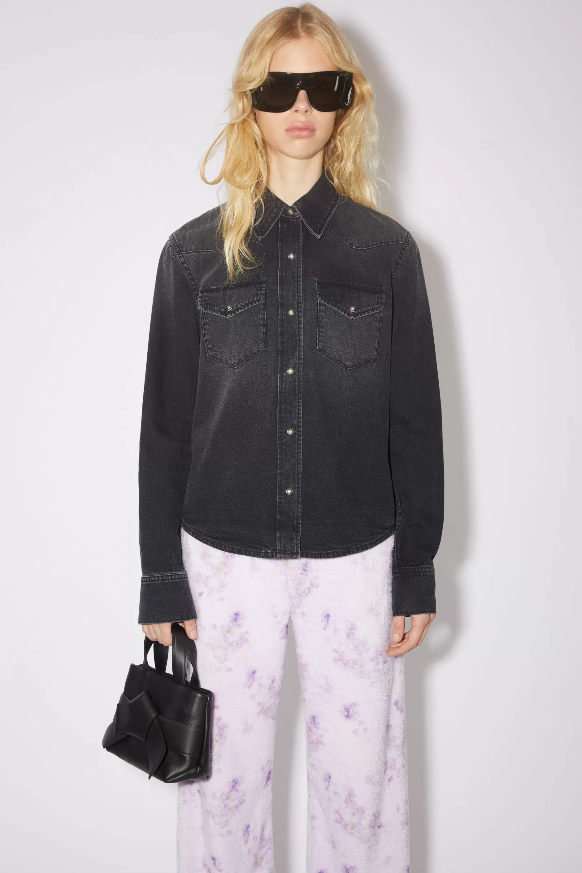 Acne Studios Jeanshemd Mit Knopfleiste Schwarz Flash Sale