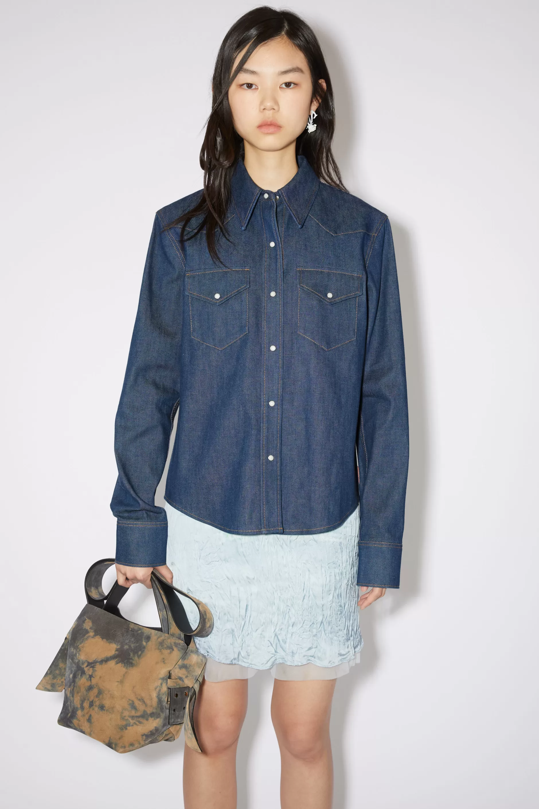 Acne Studios Jeanshemd Mit Knopfleiste Indigoblau New