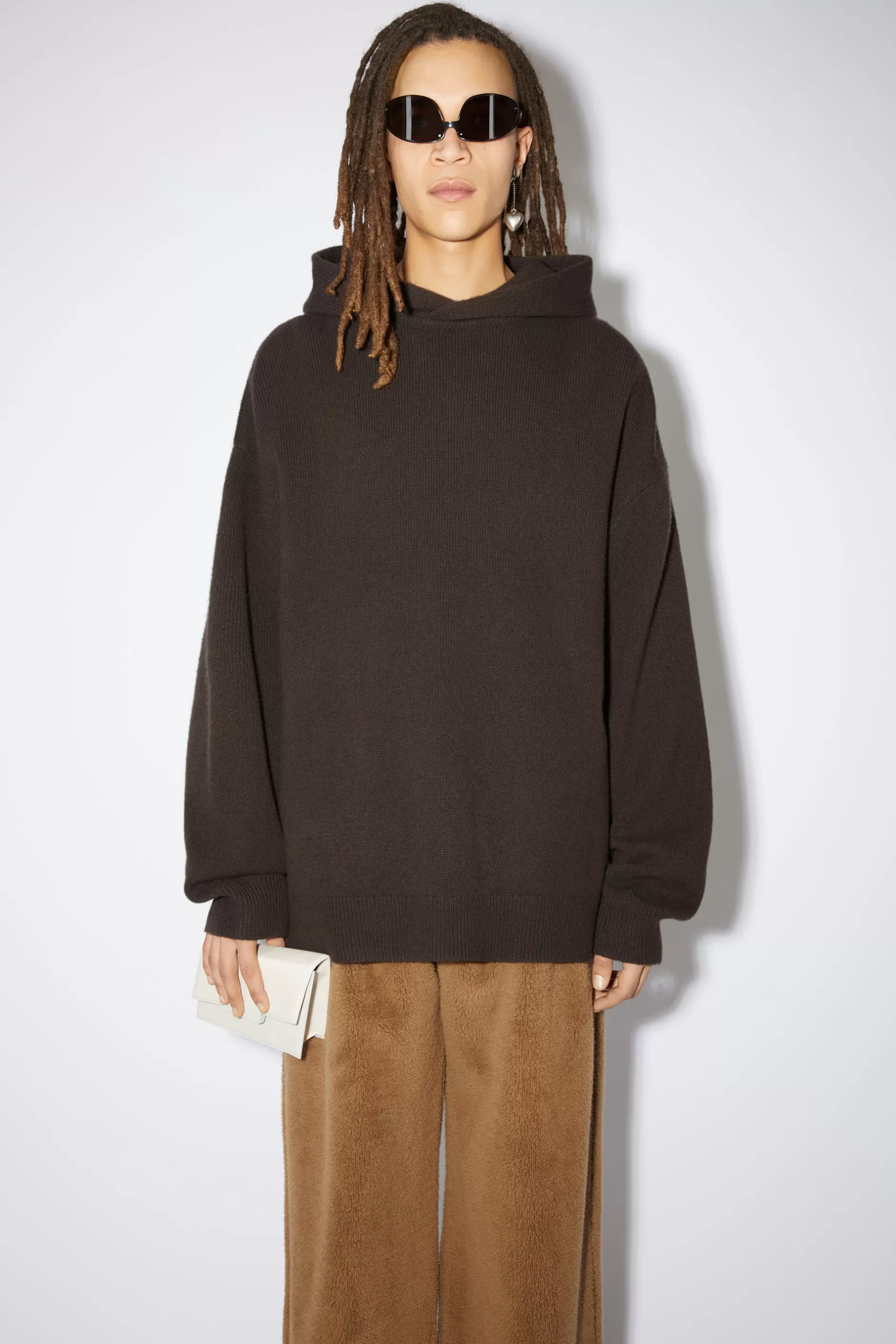 Acne Studios Kapuzen-Pullover Aus Wolle Kaffeebraun Outlet