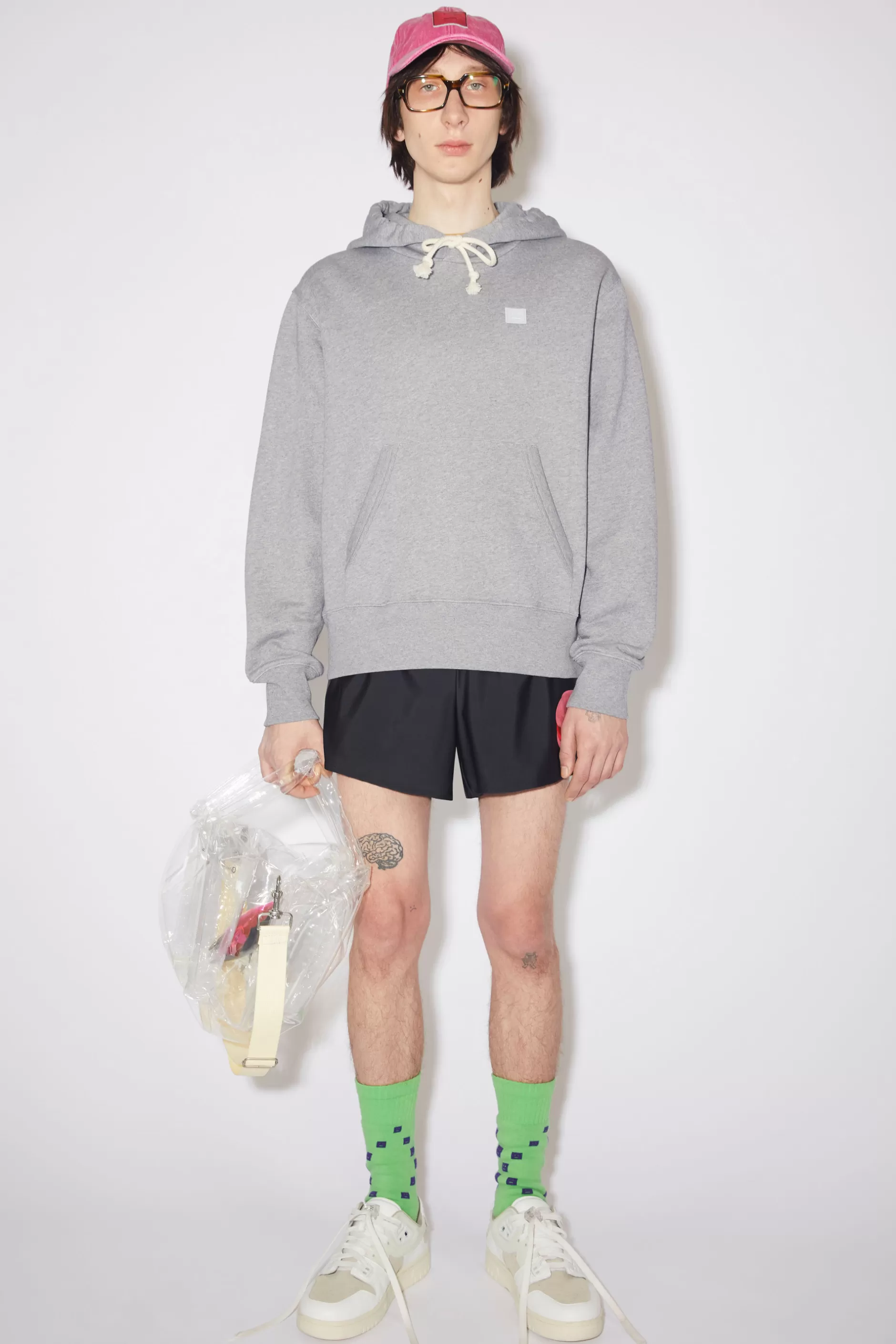 Acne Studios Kapuzen-Sweatshirt Hellgrau-Meliert Online