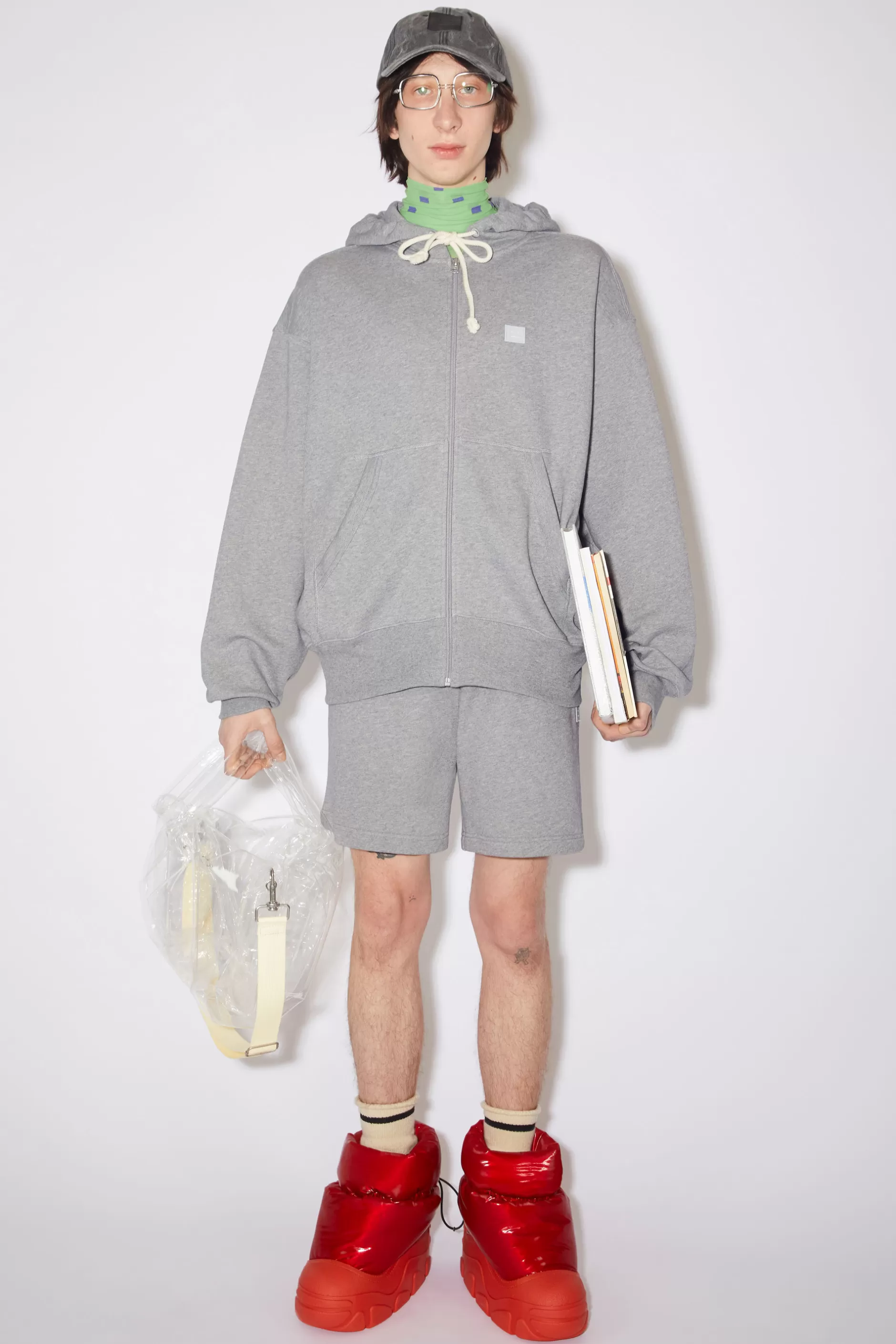 Acne Studios Kapuzen-Sweatshirt Mit Reisverschluss Hellgrau-Meliert Store