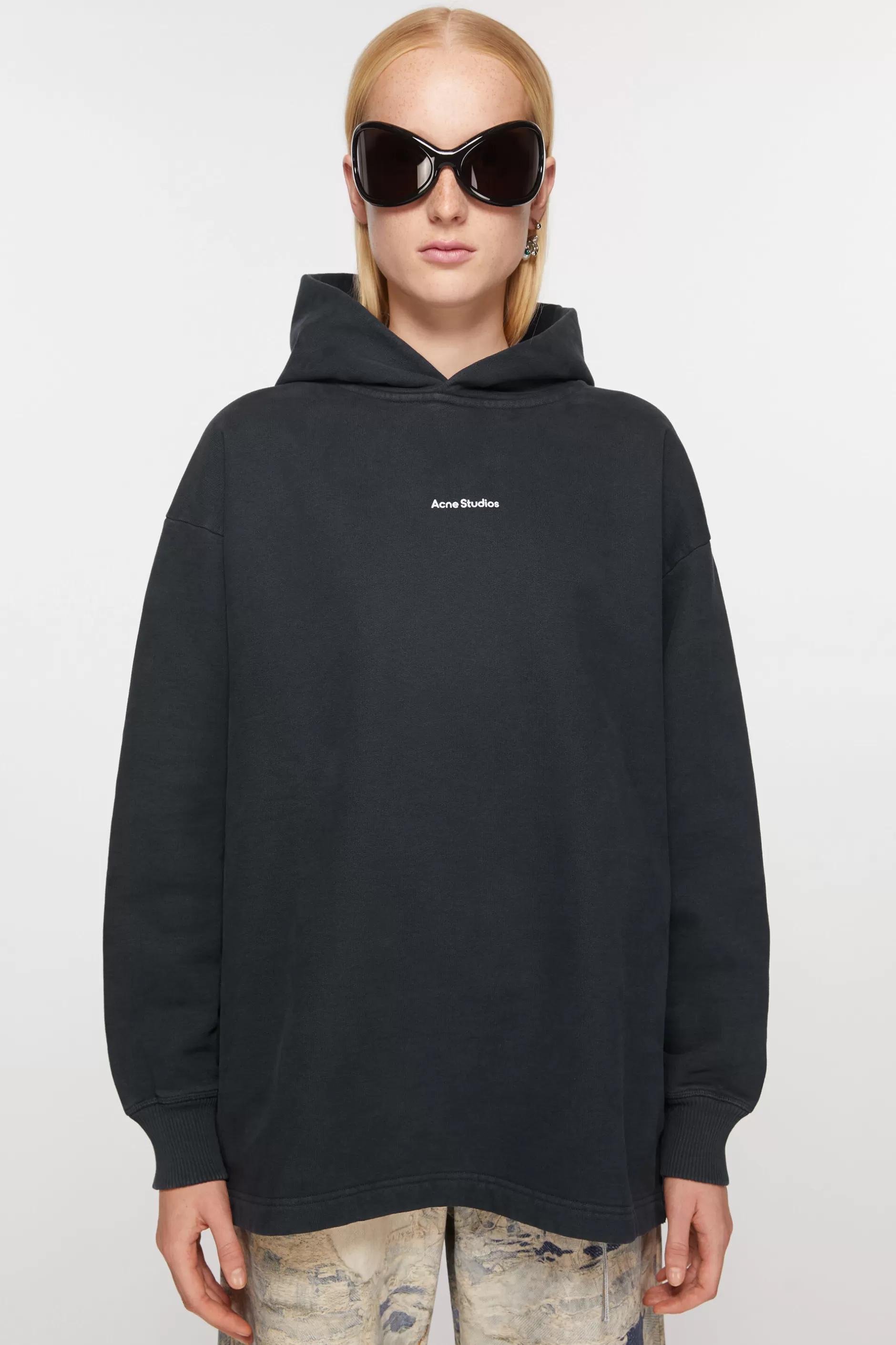 Acne Studios Kapuzen-Sweatshirt Mit Stempel-Logo Schwarz New