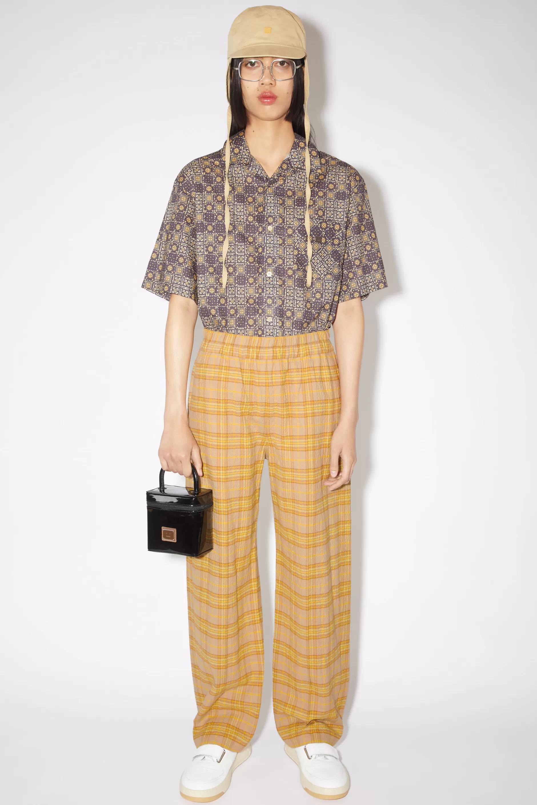 Acne Studios Karierte Hose Braun/Orange Outlet