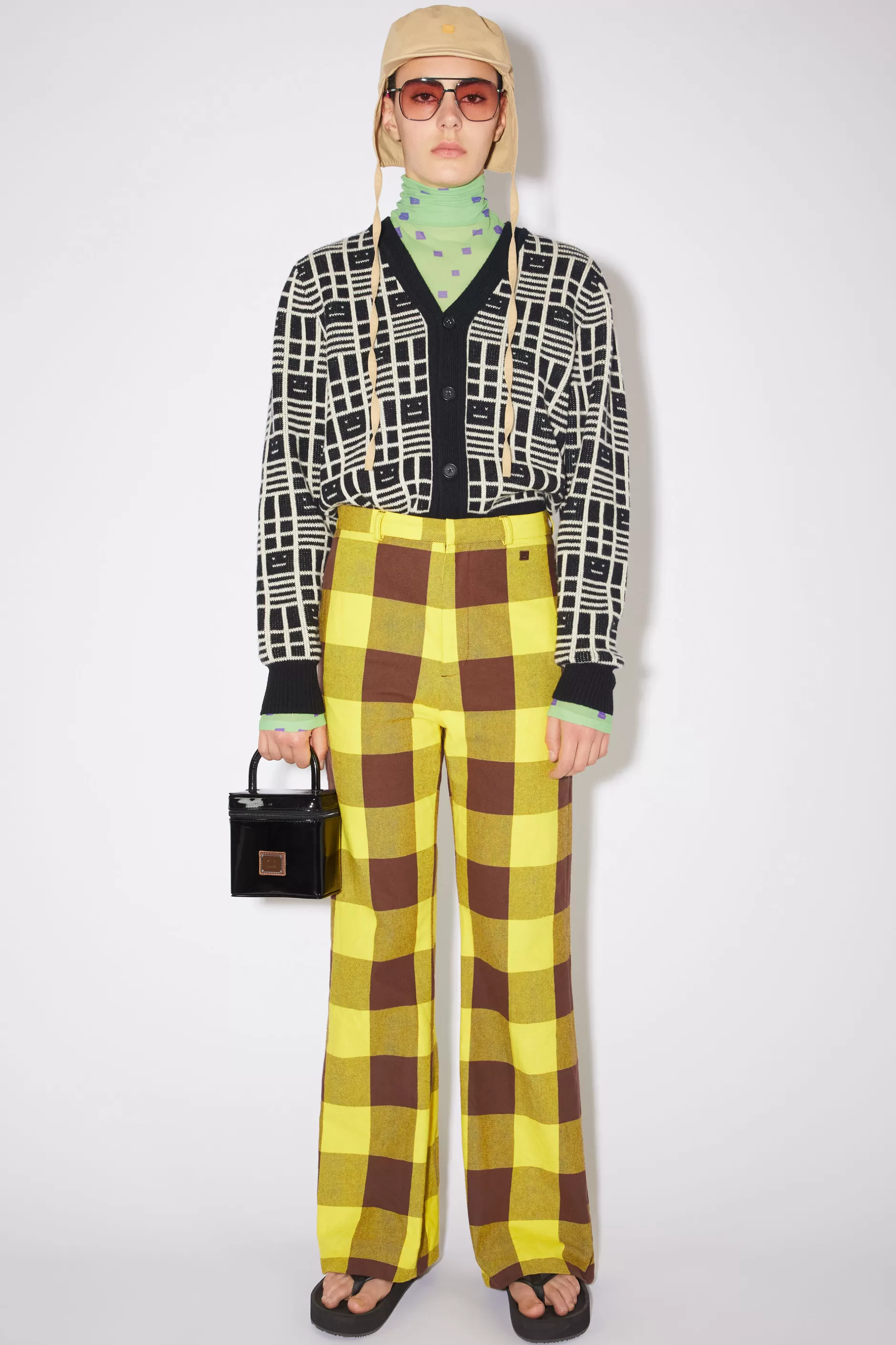 Acne Studios Karierte Hose Gelb/Braun Best