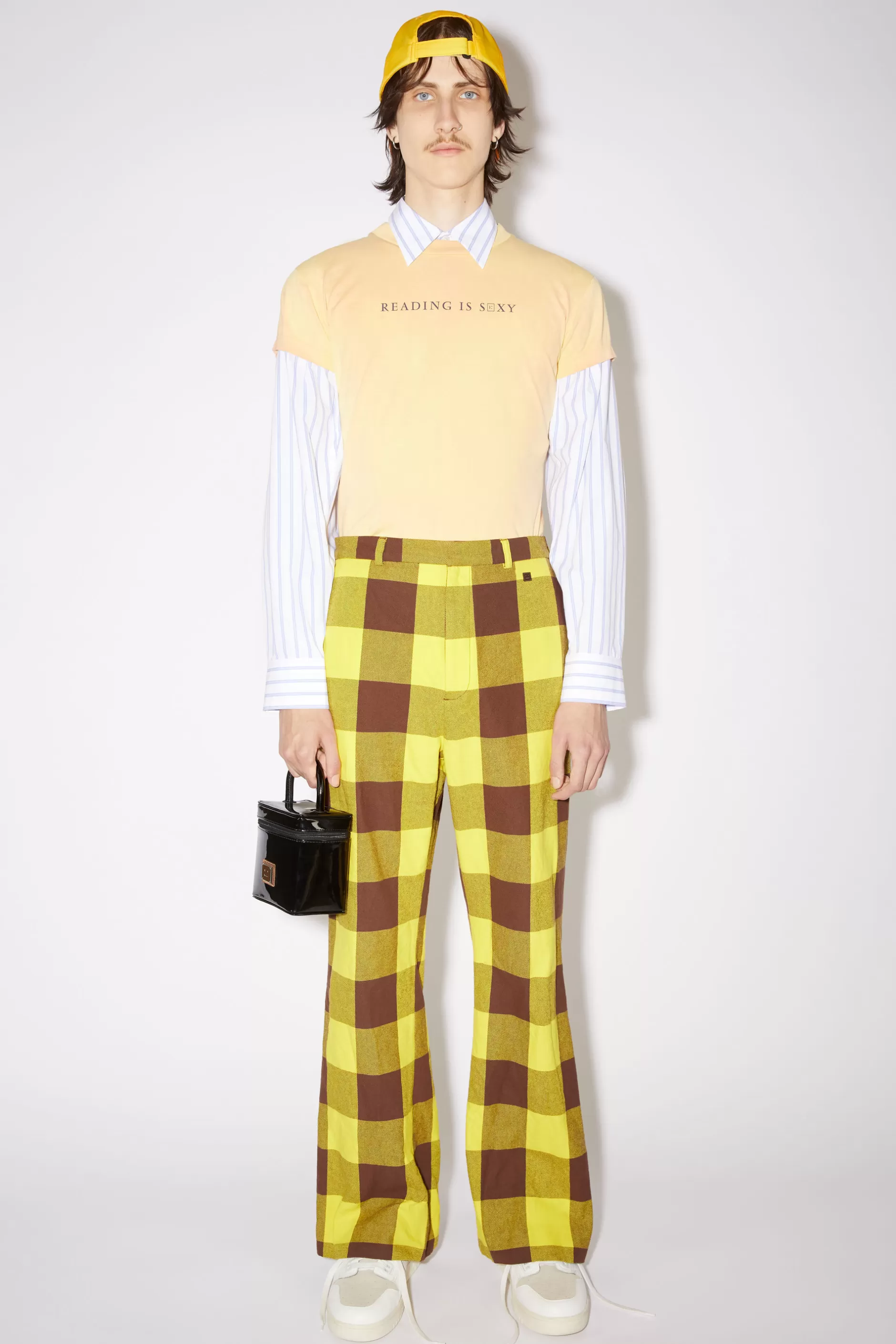 Acne Studios Karierte Hose Gelb/Braun Sale