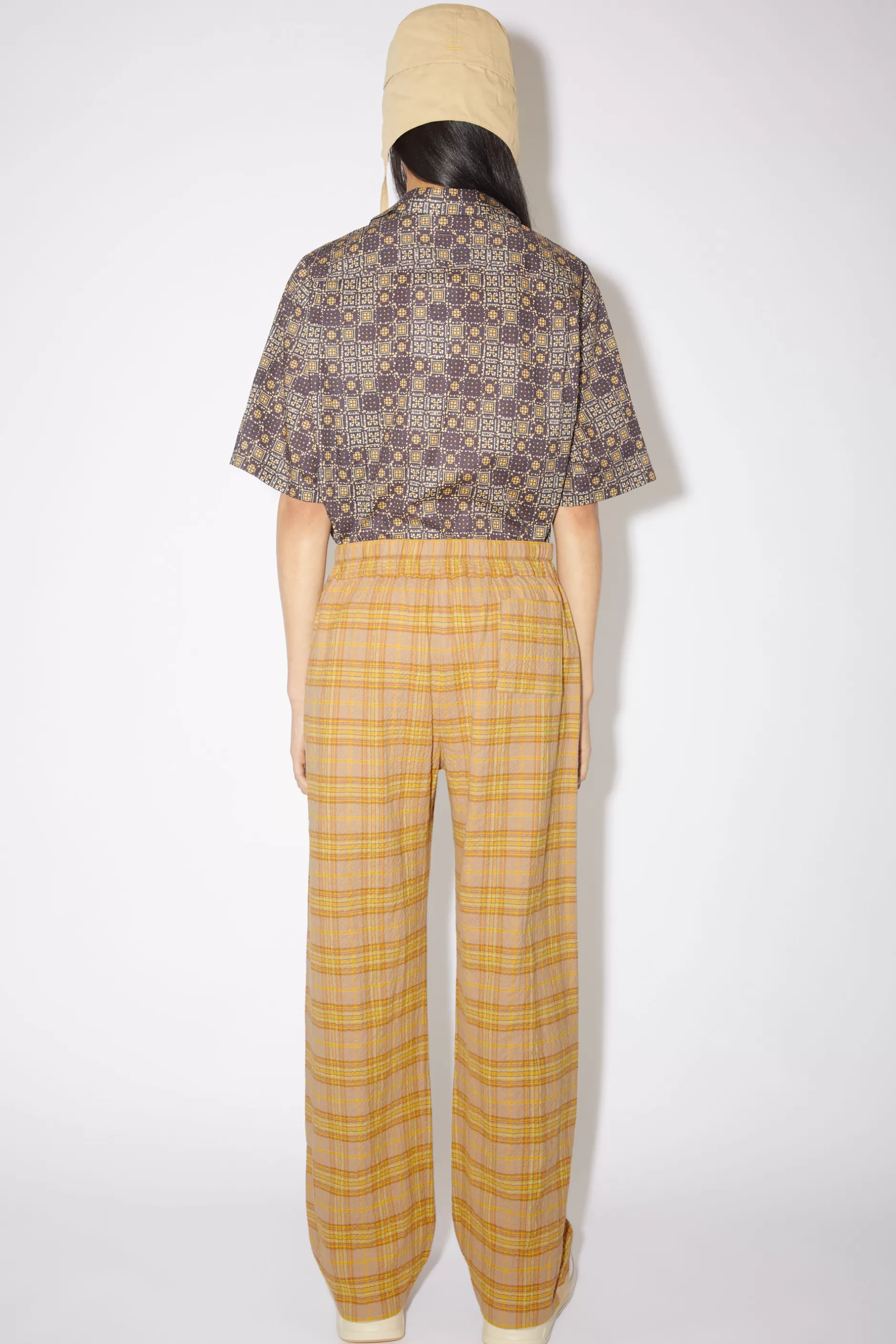 Acne Studios Karierte Hose Braun/Orange Outlet