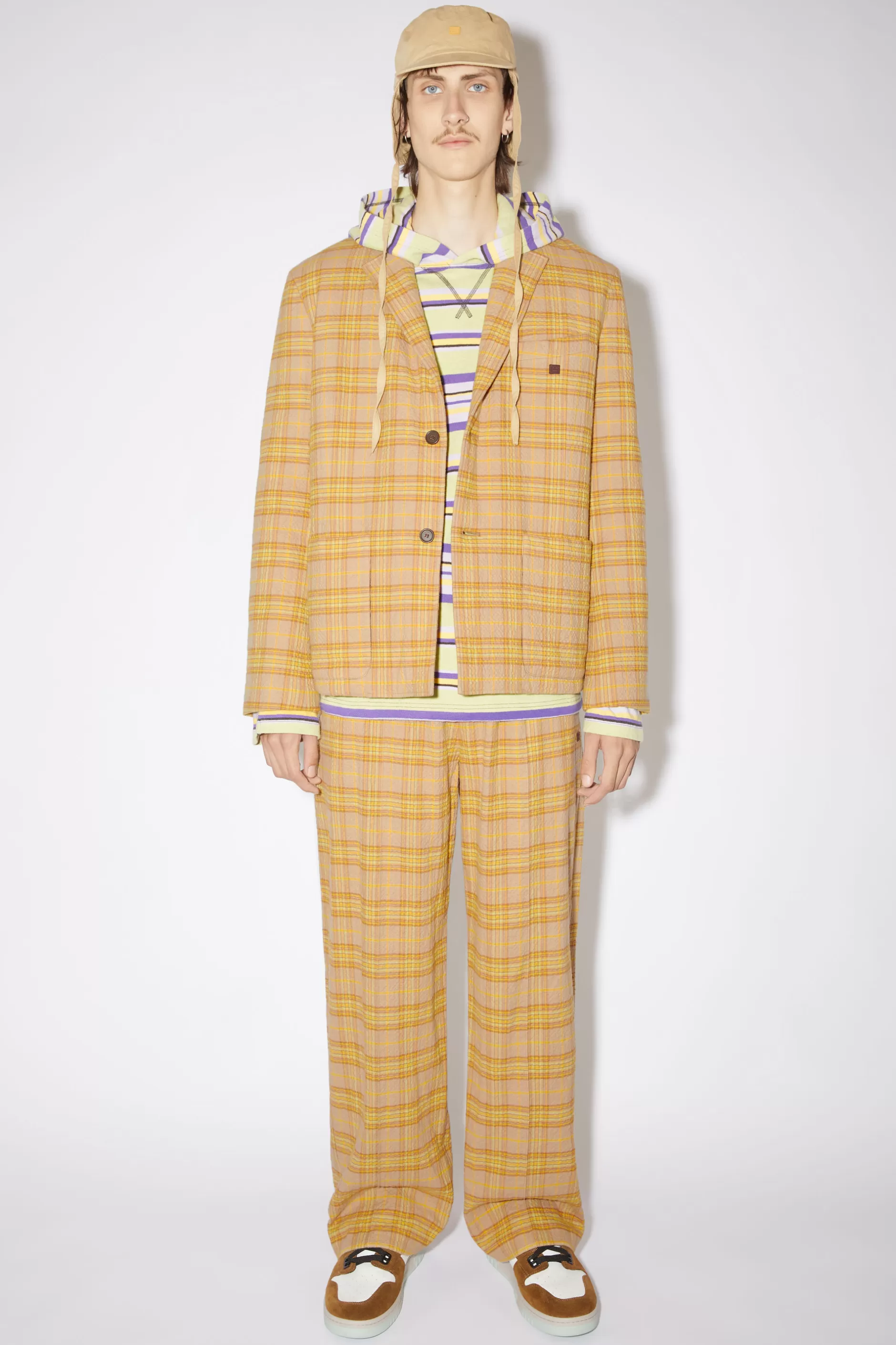 Acne Studios Karierter Blazer Braun/Orange Sale