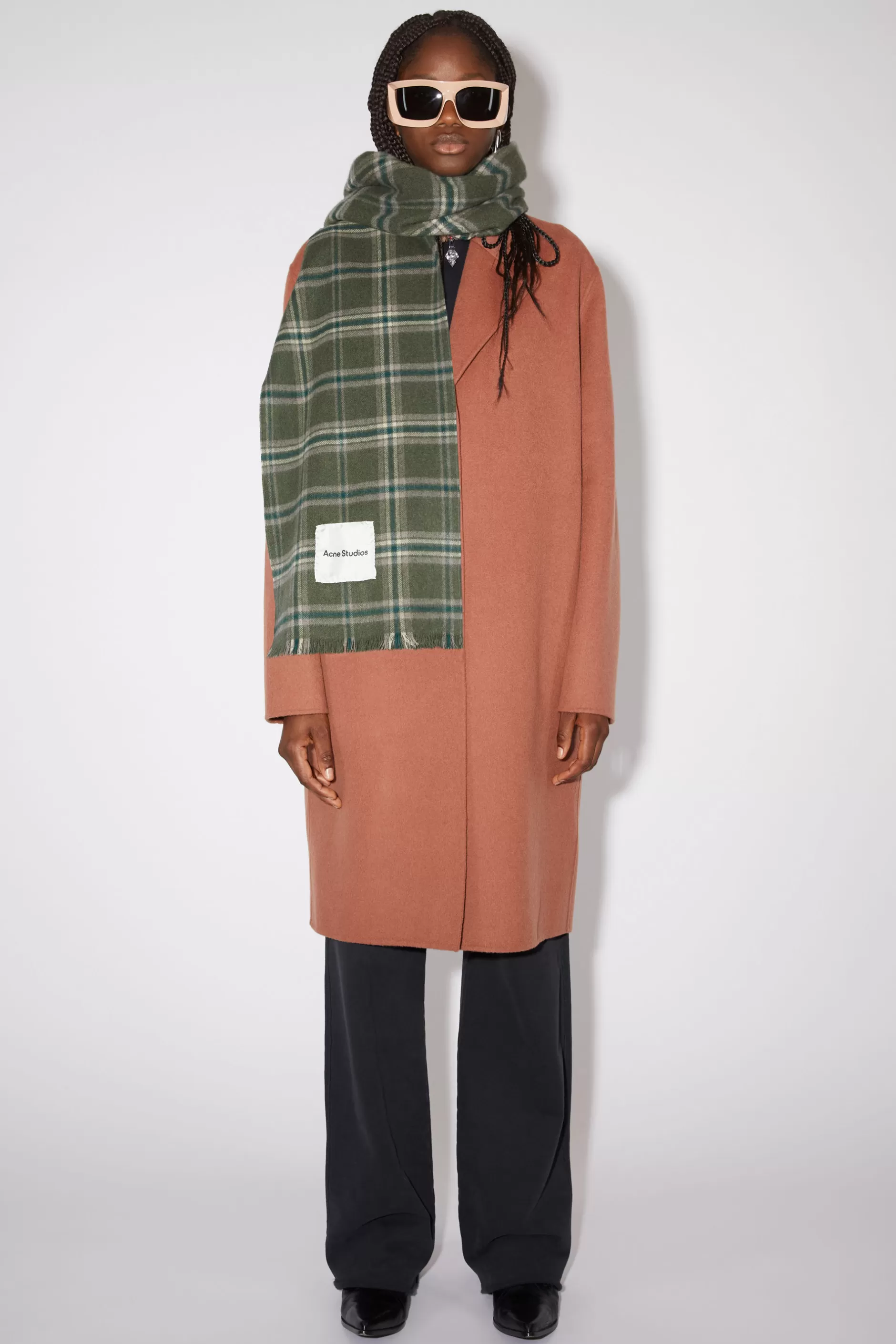 Acne Studios Karierter Schal Aus Kaschmir Waldgrun Store