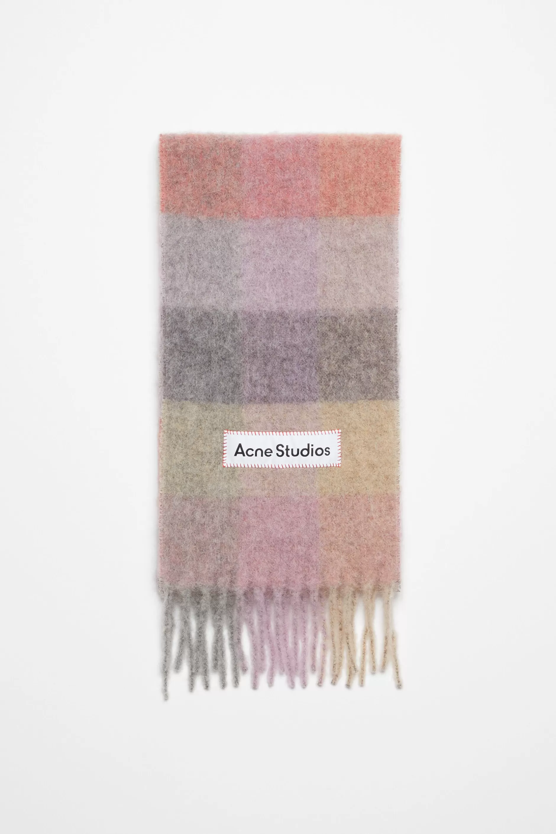 Acne Studios Karierter Schal Aus Mohair Knallpink/Zartlila/Rosa New