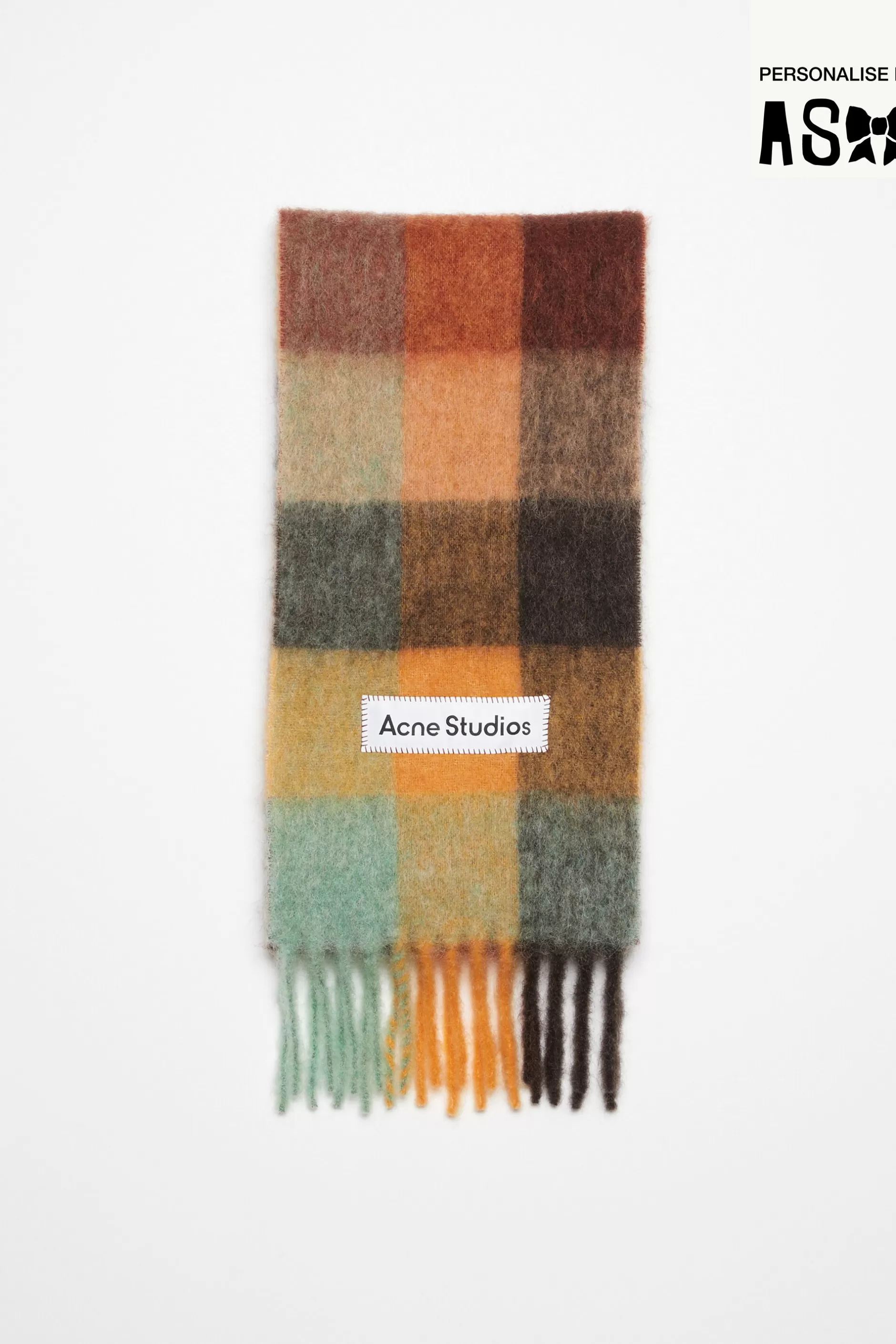 Acne Studios Karierter Schal Aus Mohair Kastanienbraun/Gelb/Grun Online