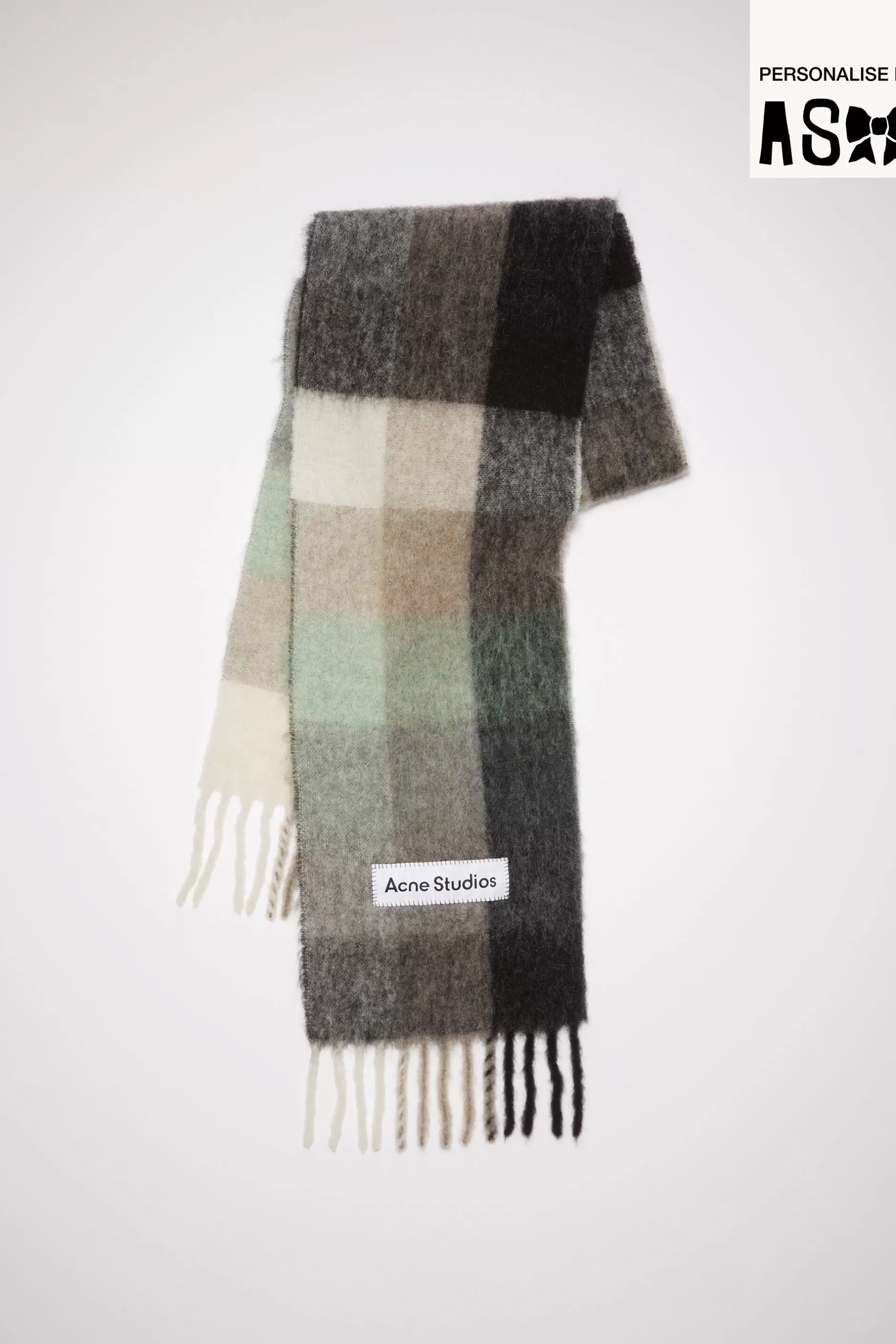 Acne Studios Karierter Schal Aus Mohair Grun/Grau/Schwarz Flash Sale