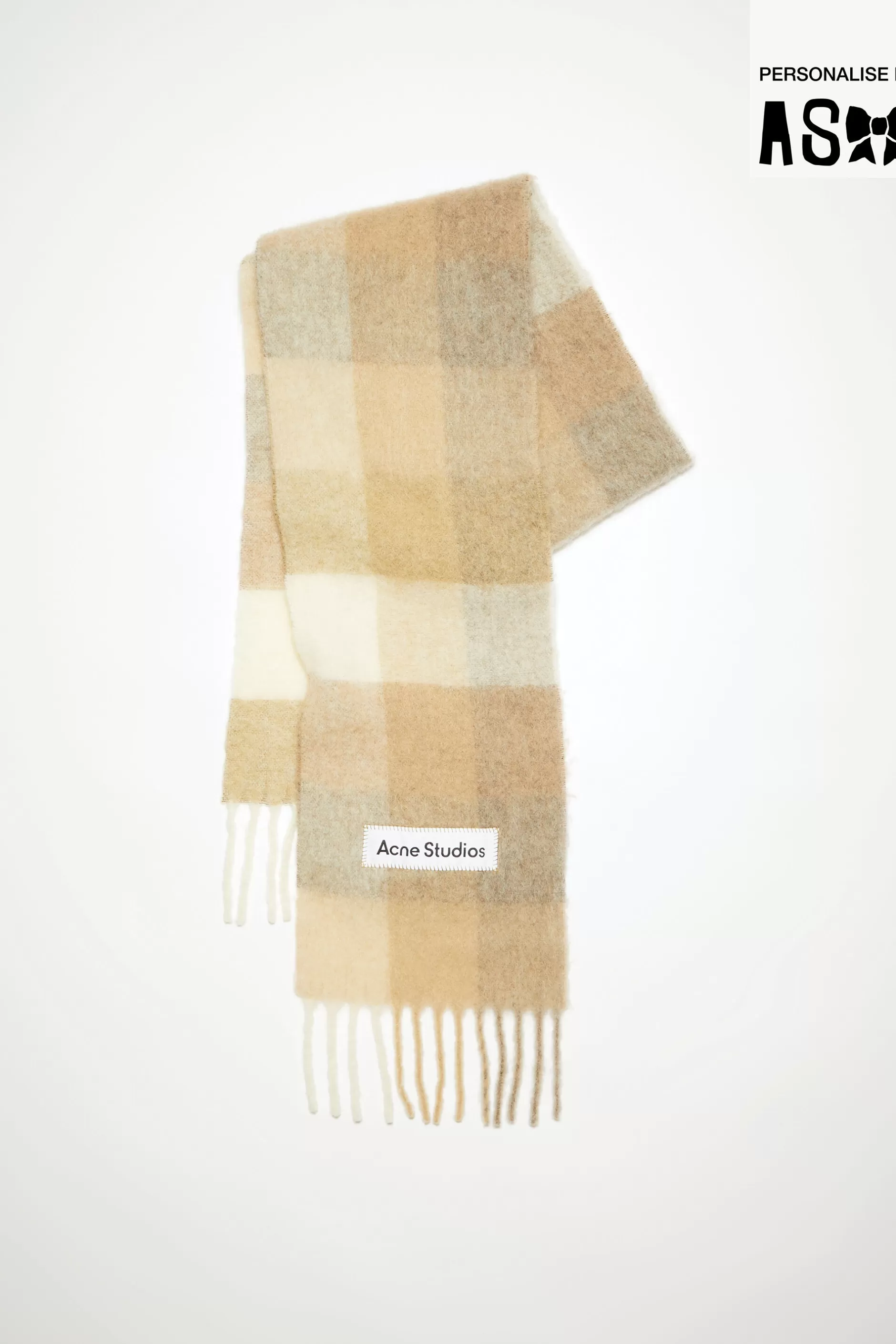 Acne Studios Karierter Schal Aus Mohair Weis/Beige Clearance