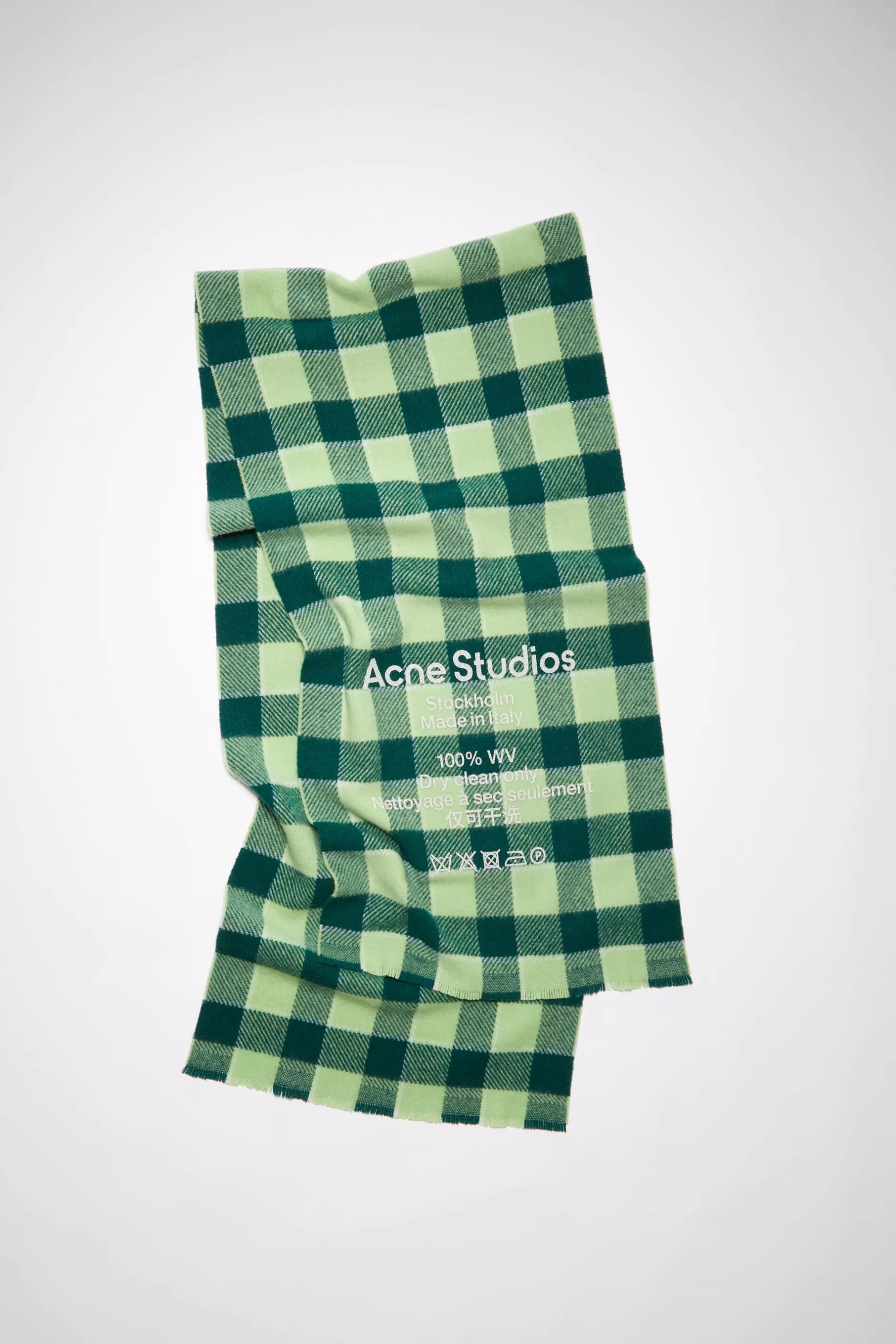 Acne Studios Karierter Wollschal Waldgrun/Hellgrun New