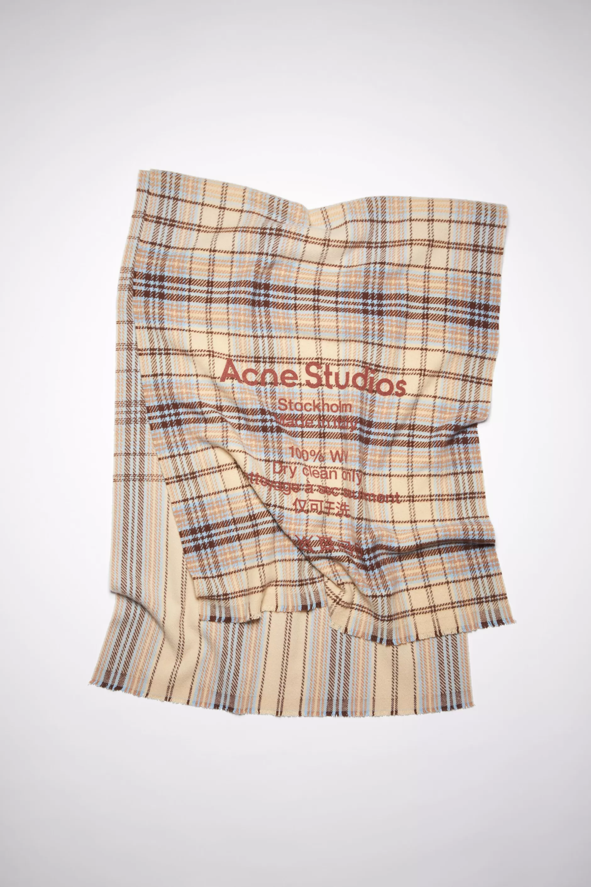 Acne Studios Karierter Wollschal Haferbeige/Braun Flash Sale