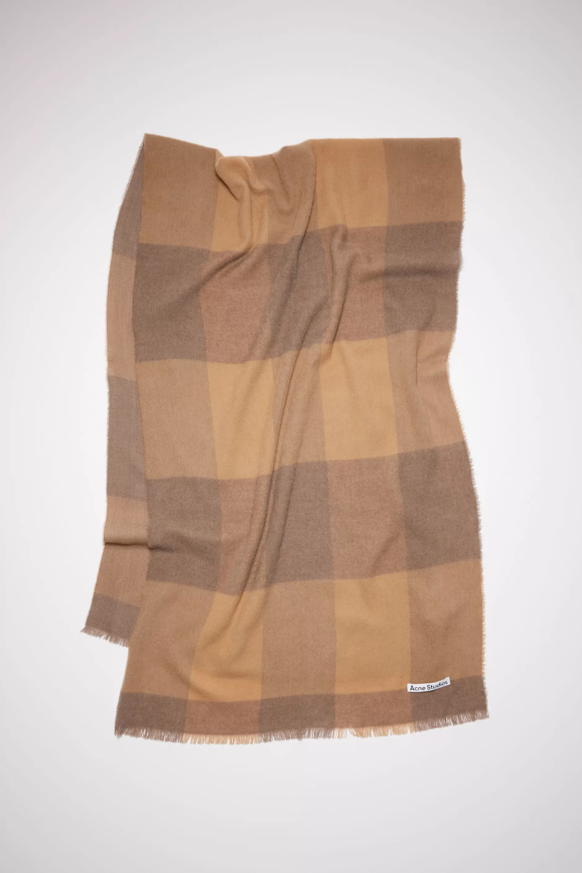 Acne Studios Karierter Wollschal Dunkles Camel/Fuchsgrau Online