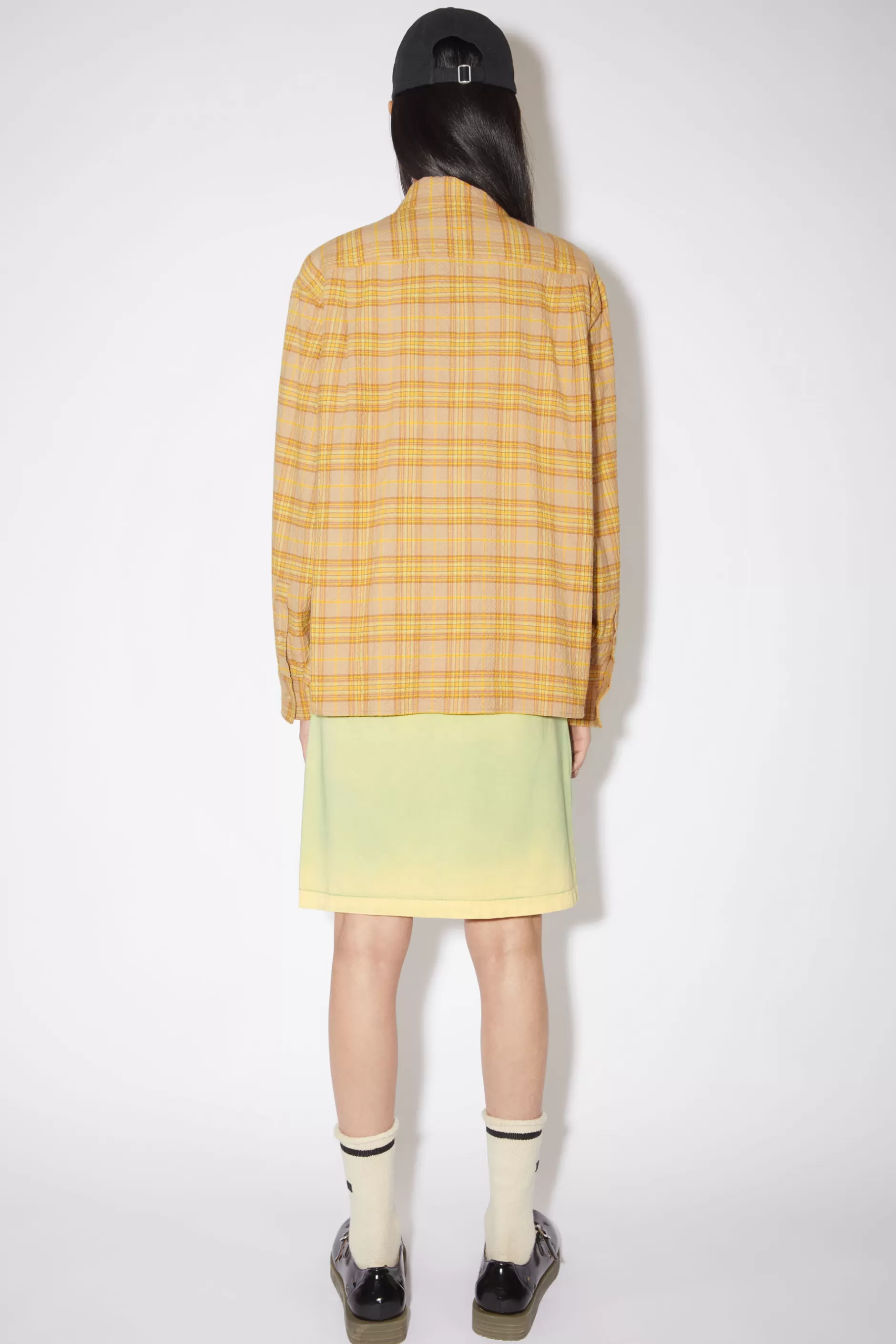 Acne Studios Kariertes Flanellhemd Mit Knopfleiste Braun/Orange New