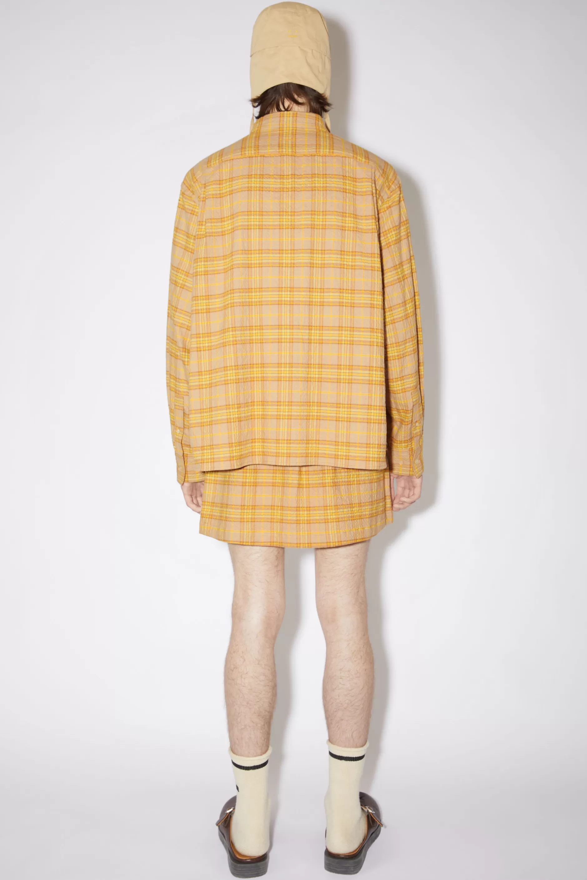 Acne Studios Kariertes Flanellhemd Mit Knopfleiste Braun/Orange Shop