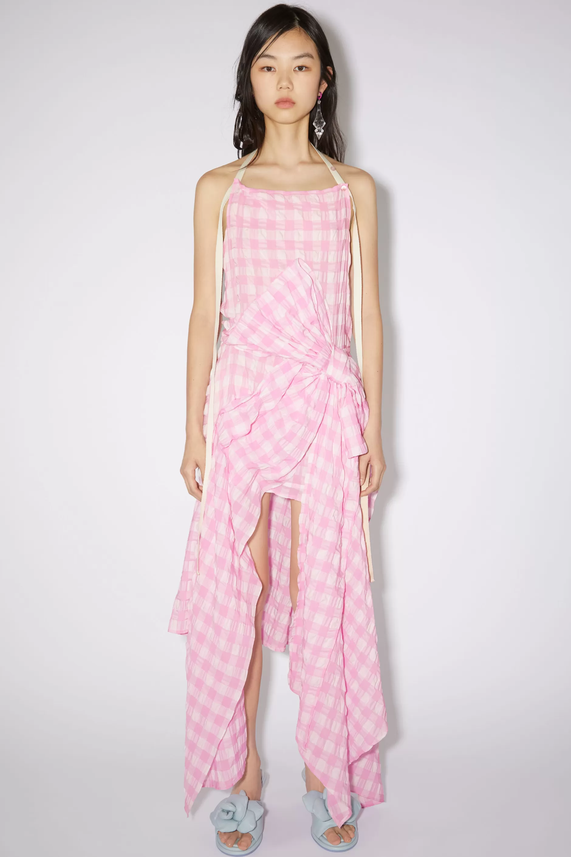 Acne Studios Kleid Mit Gingham-Muster Und Schleife Rosa Cheap