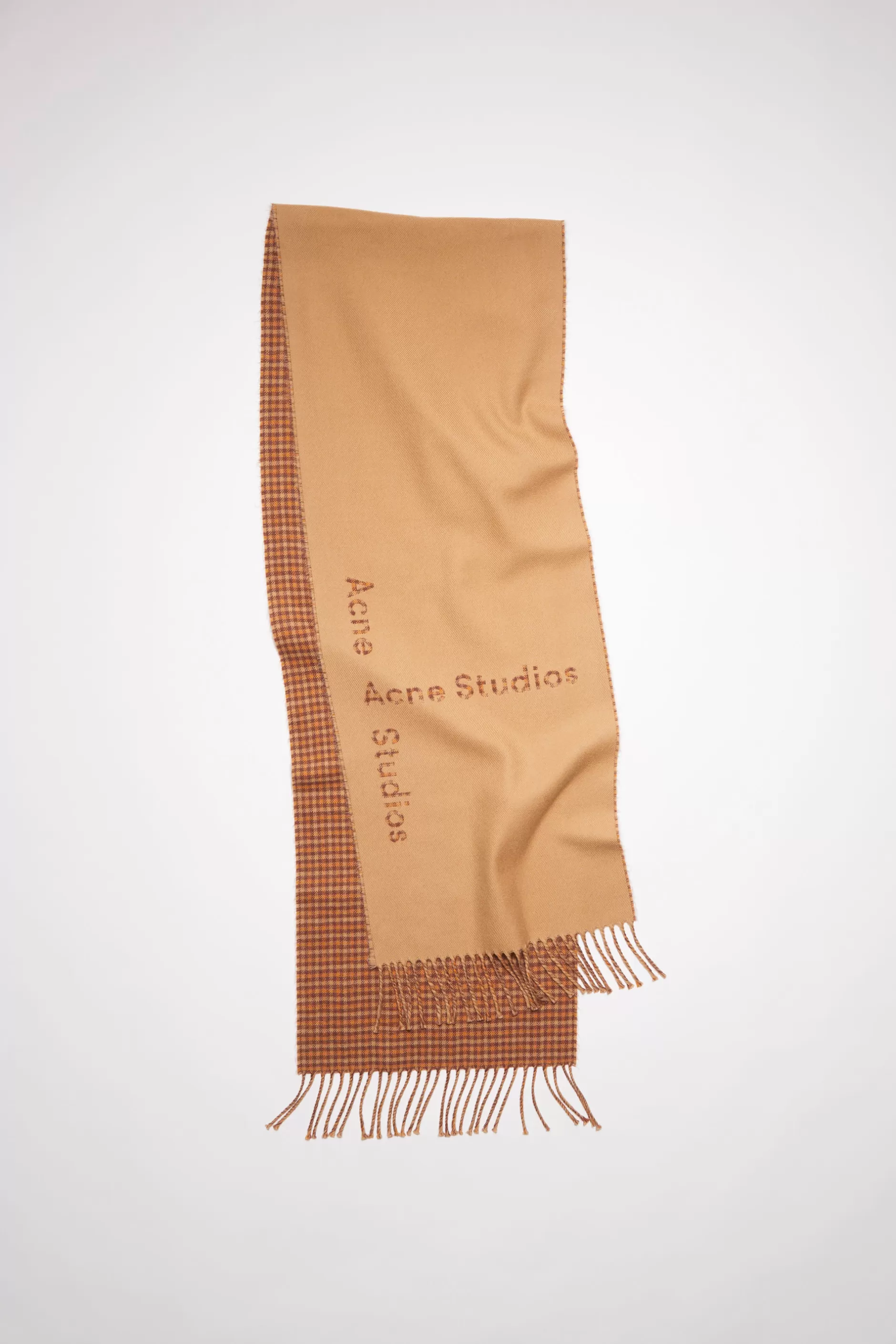 Acne Studios Kontrastierender Wollschal Mit Logo-Jacquardmuster Camelbraun Shop