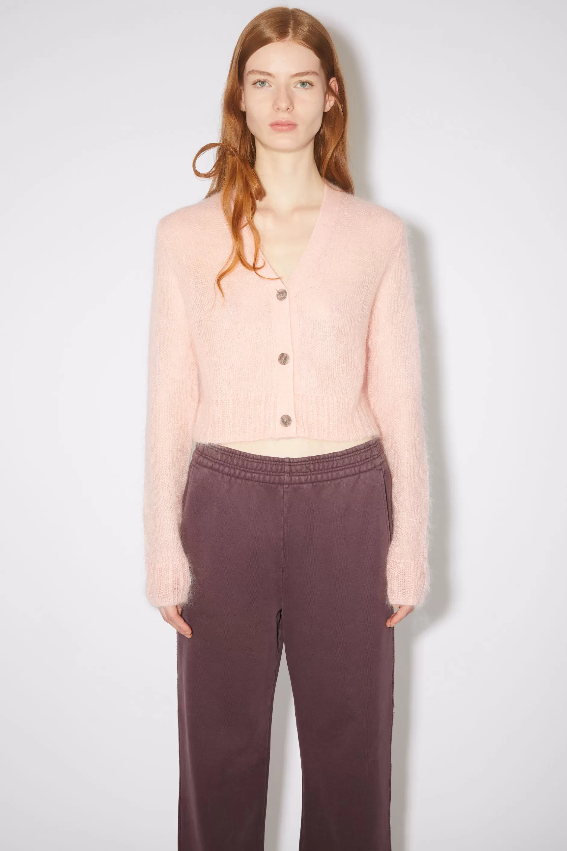 Acne Studios Kurz Geschnittener Cardigan Puderrosa Best Sale