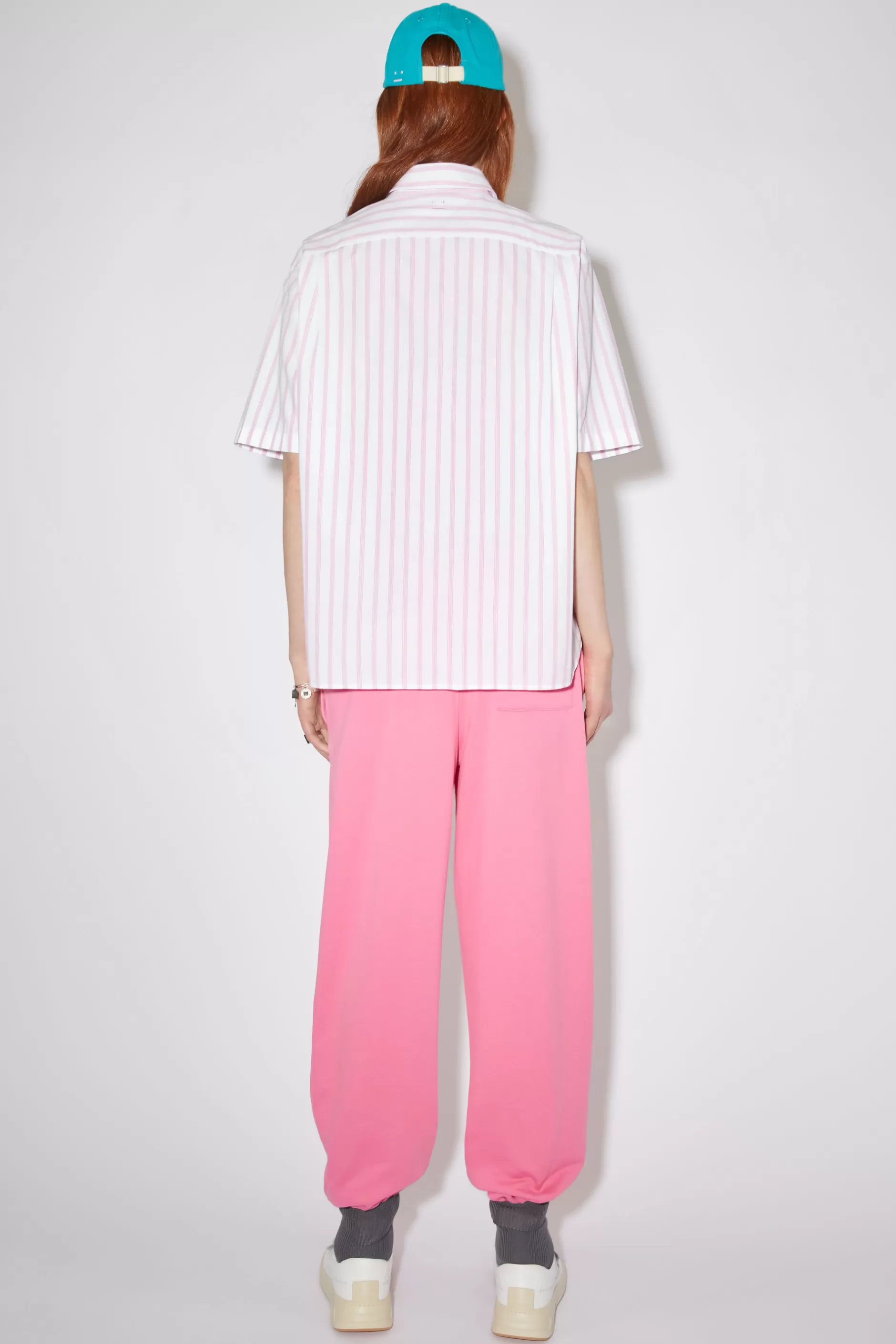 Acne Studios Kurzarmliges Hemd Weis/Rosa Outlet