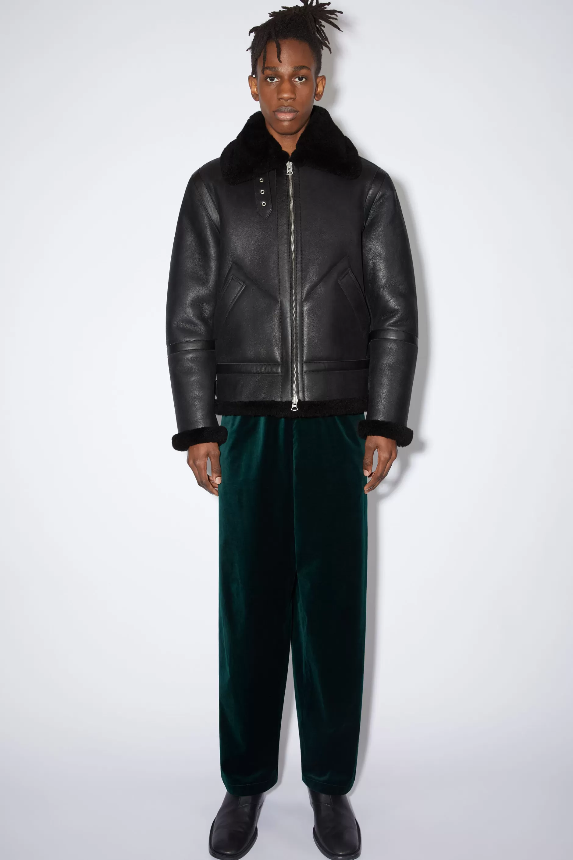 Acne Studios Lammfelljacke Im Piloten-Stil Schwarz Best