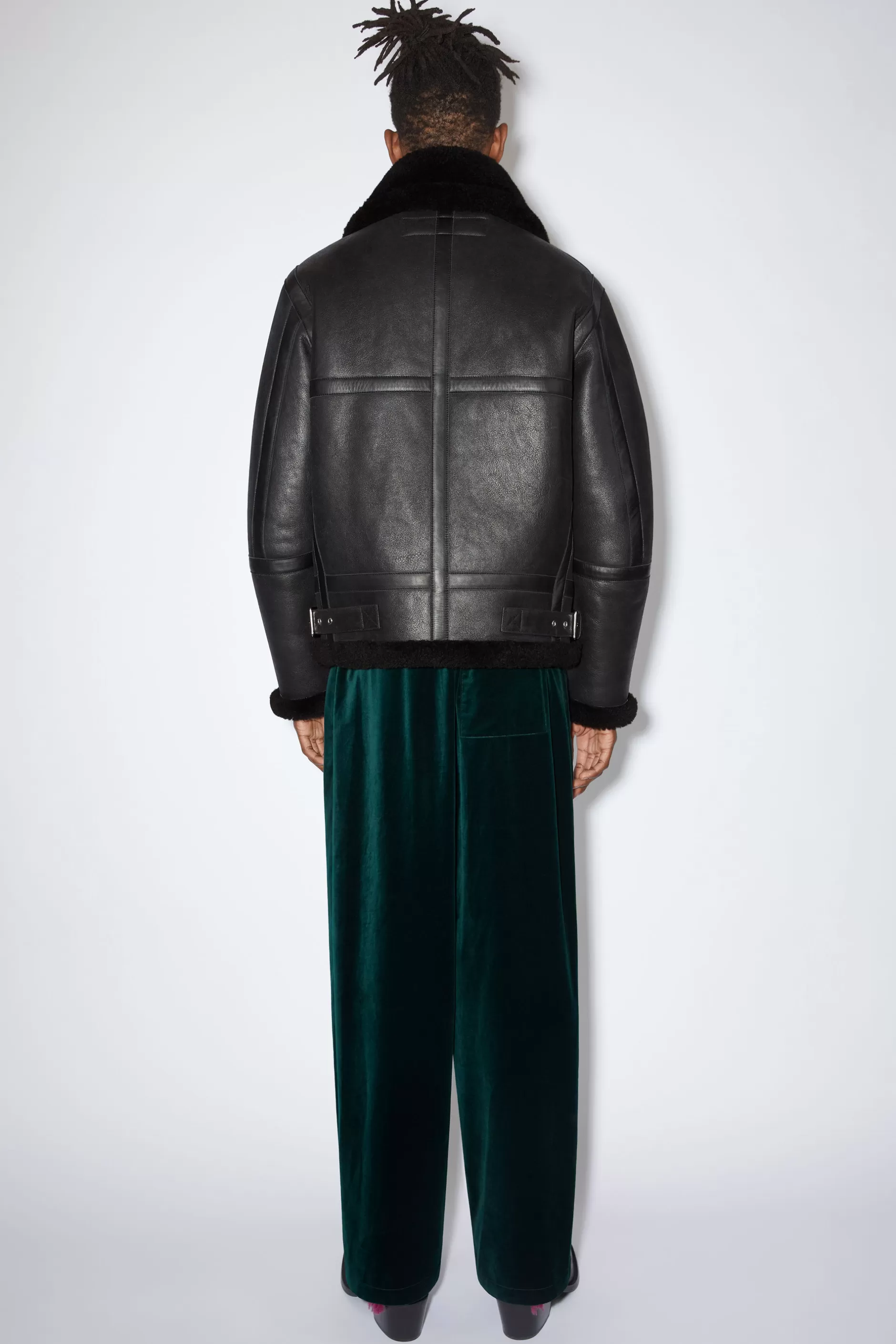 Acne Studios Lammfelljacke Im Piloten-Stil Schwarz Best