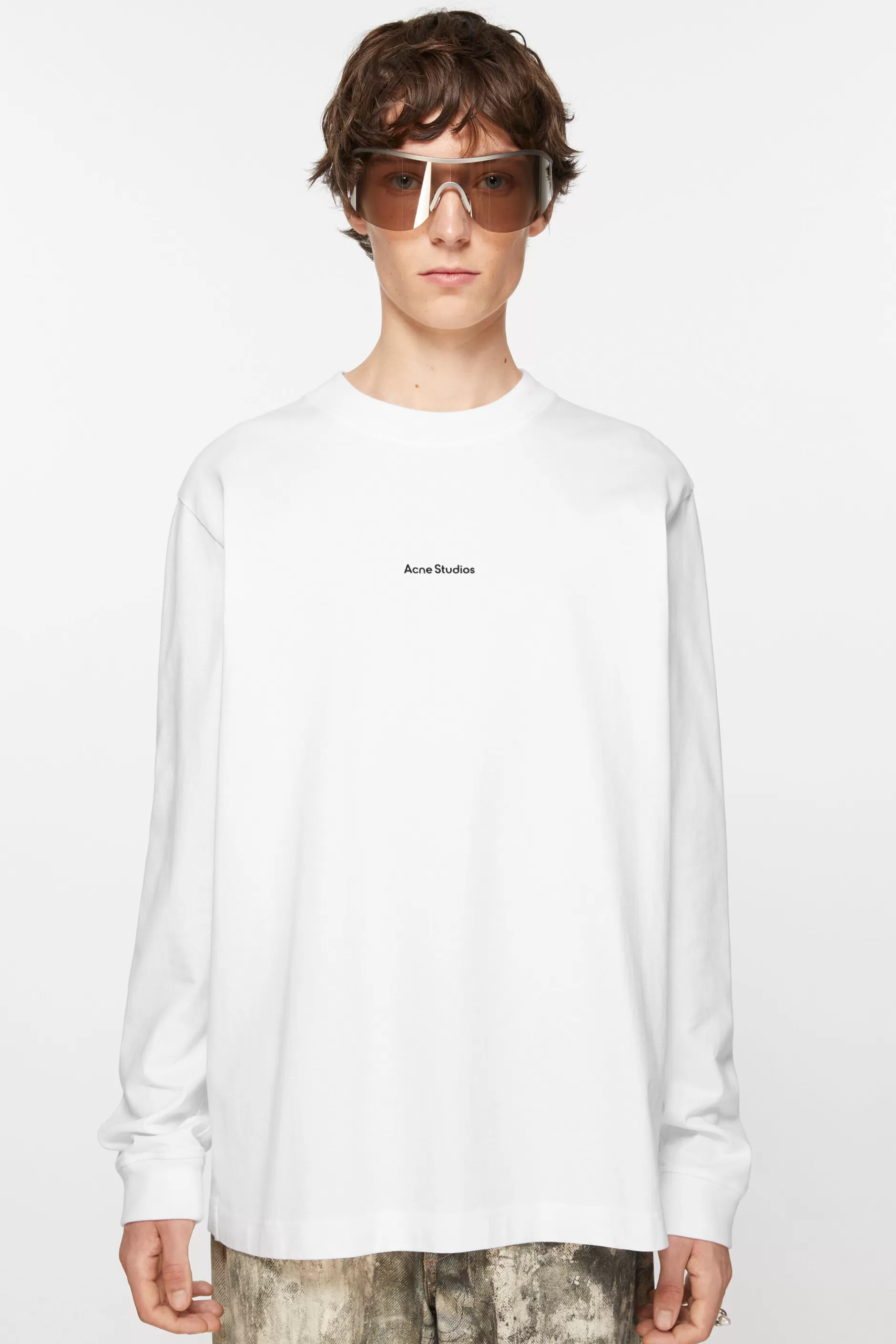 Acne Studios Langarmliges Logo-T-Shirt Optisches Weis Shop