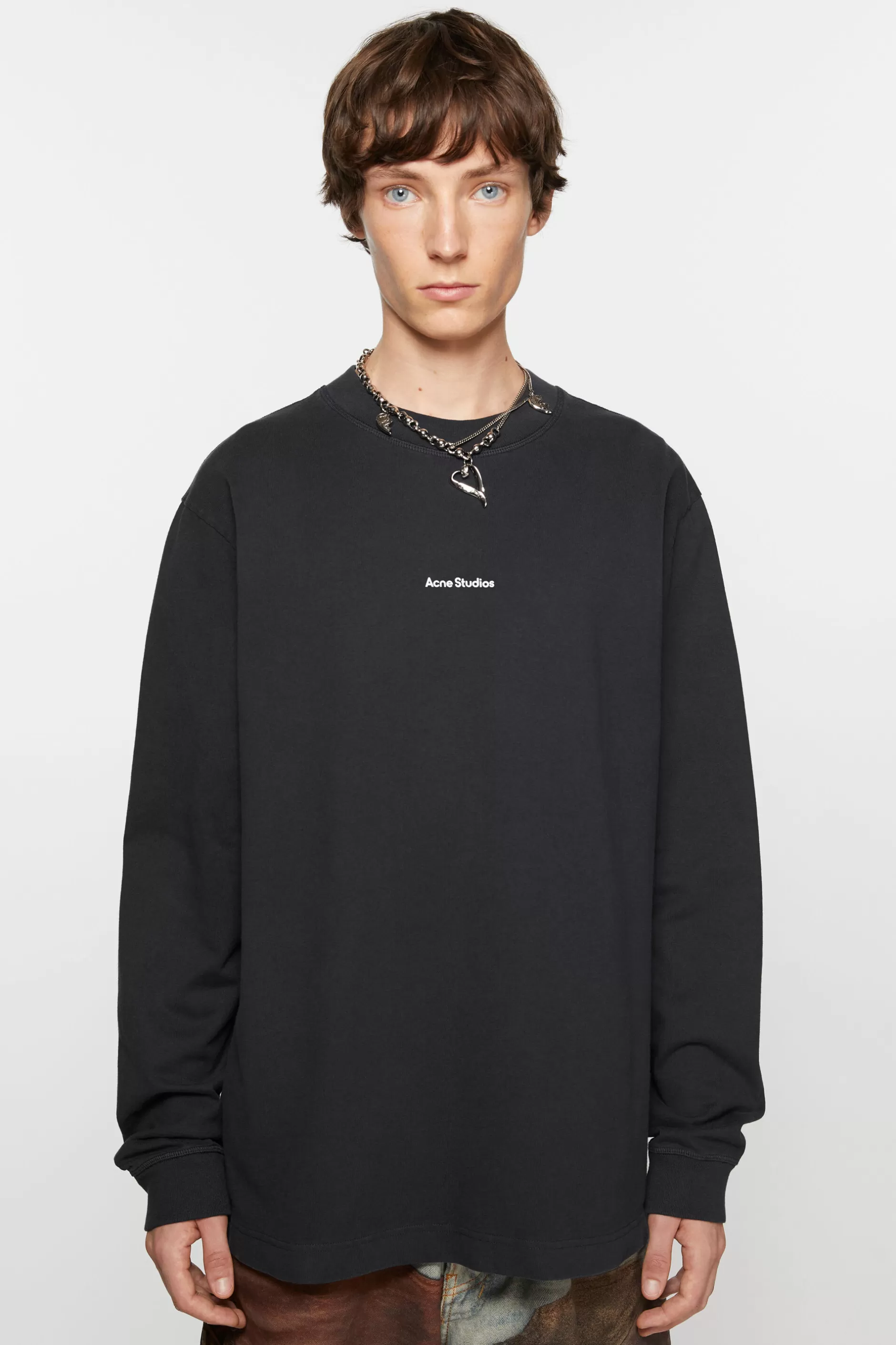 Acne Studios Langarmliges Logo-T-Shirt Schwarz Cheap