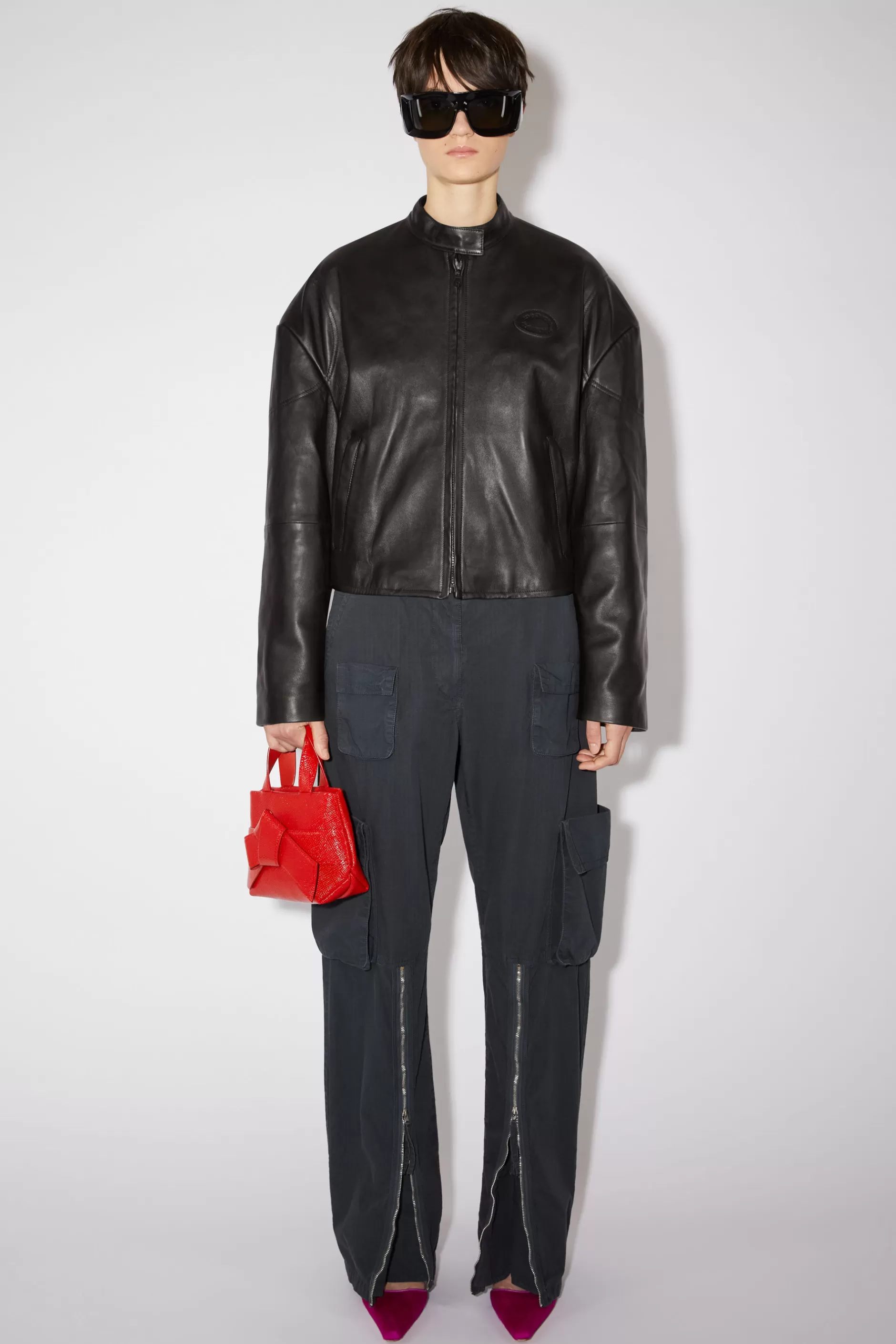 Acne Studios Lederjacke Schwarz Discount