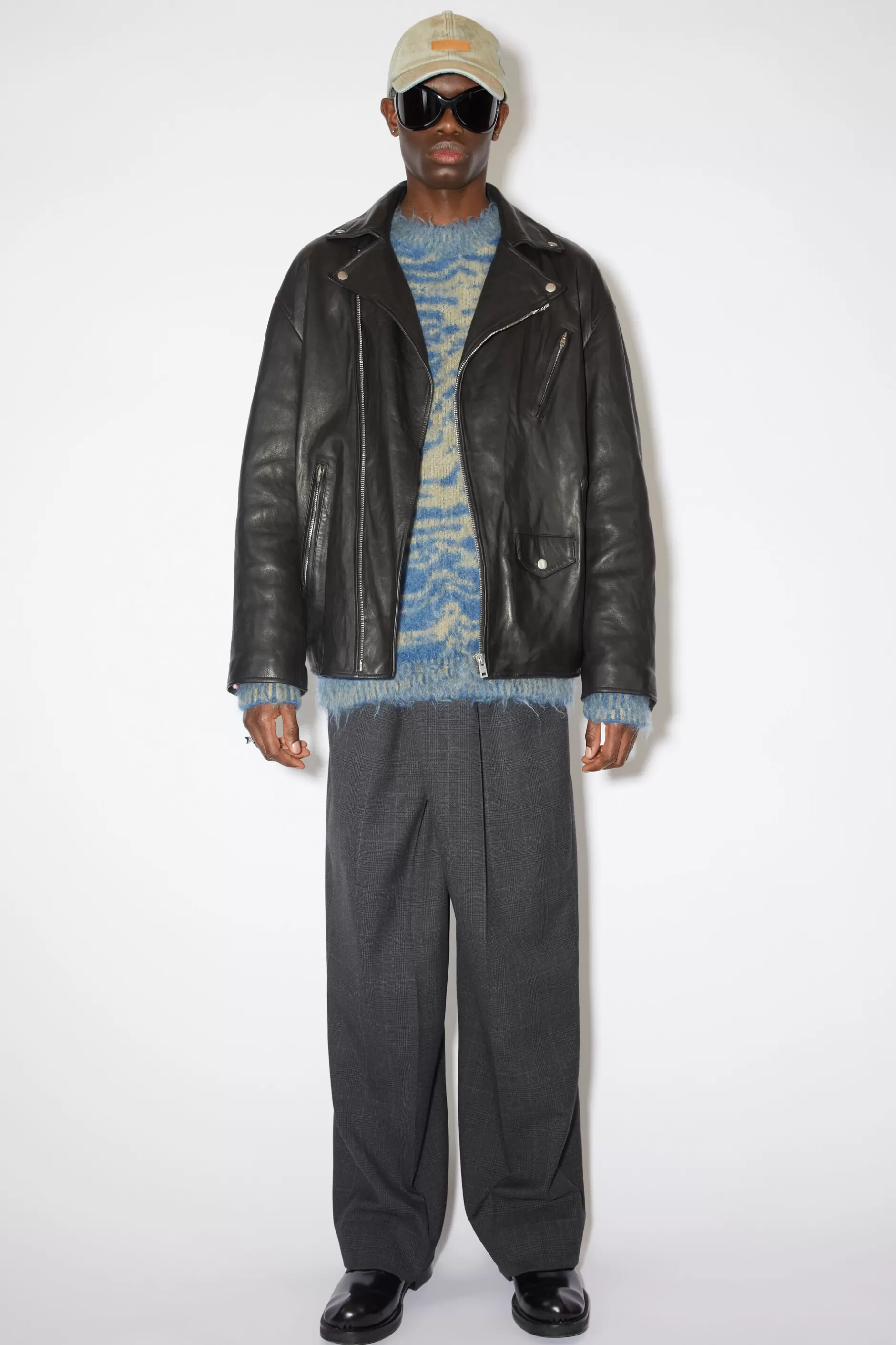 Acne Studios Lederjacke Im Used-Look Schwarz Flash Sale