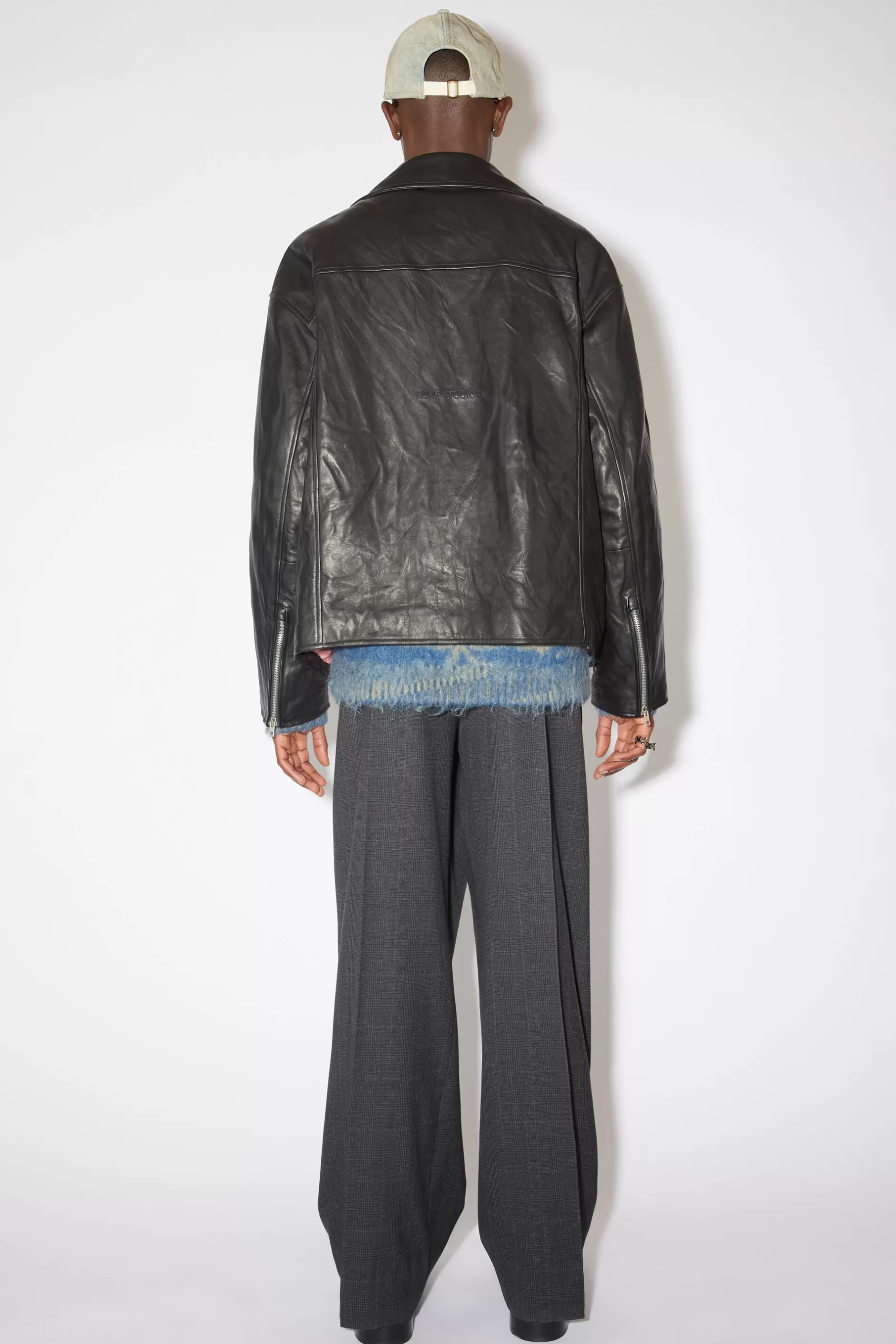 Acne Studios Lederjacke Im Used-Look Schwarz Flash Sale