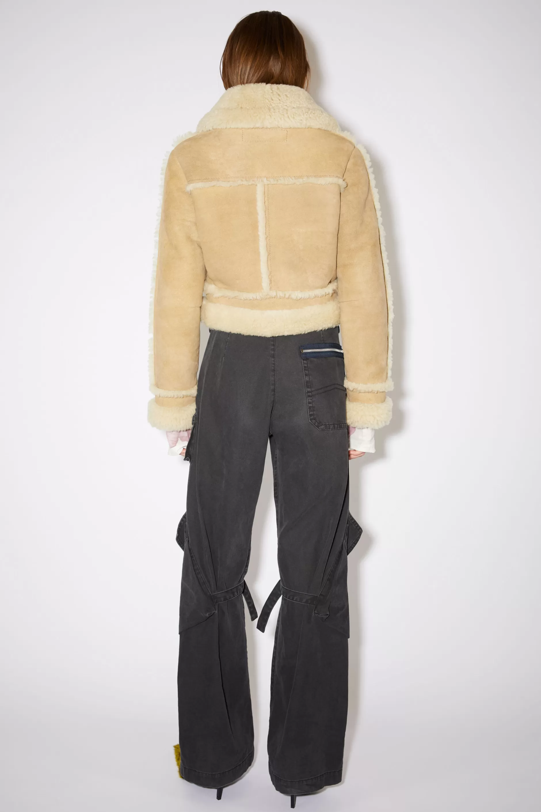 Acne Studios Lederjacke Mit Shearling Beige Online