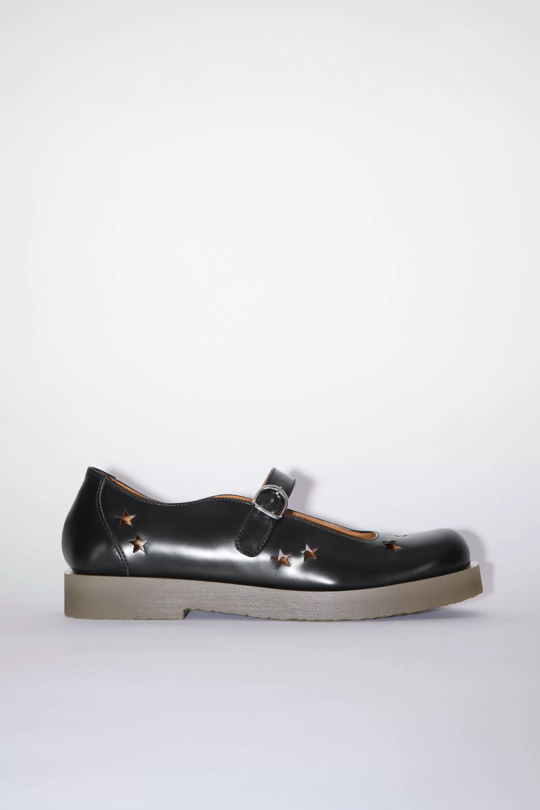 Acne Studios Lederschuhe Mit Schnalle Schwarz/Bernsteinfarben Discount