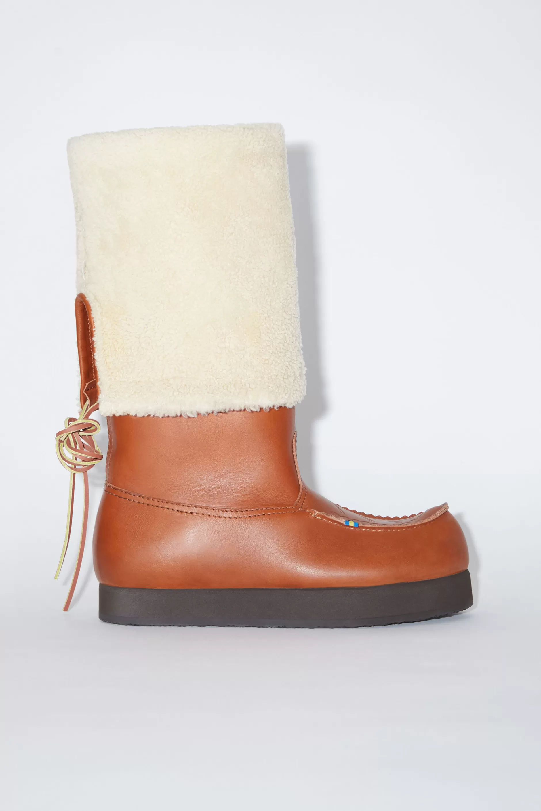 Acne Studios Lederschuhe Mit Wendbarem Shearling Cognacbraun Clearance