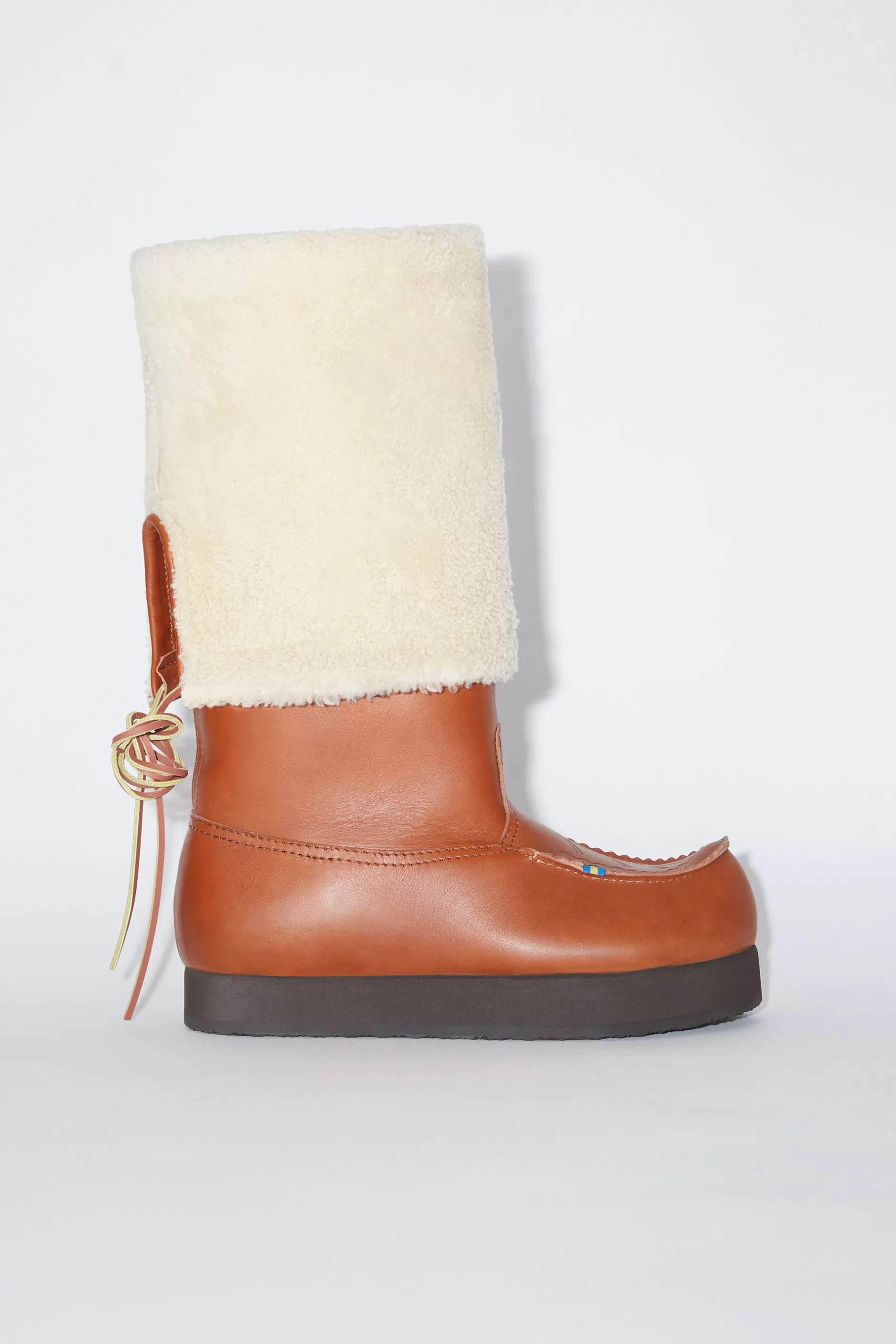 Acne Studios Lederschuhe Mit Wendbarem Shearling Cognacbraun Store