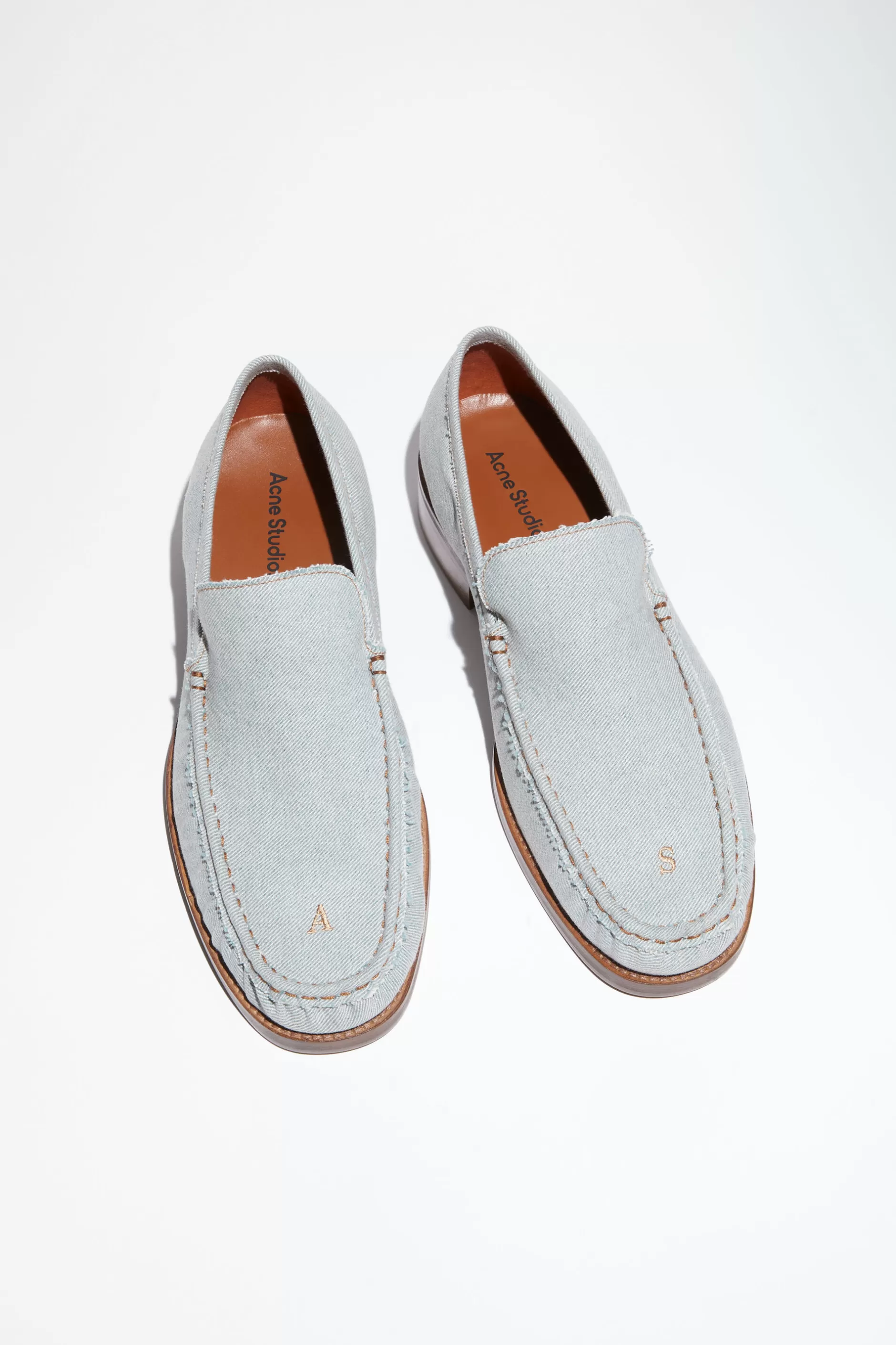 Acne Studios Loafer Aus Leder Verblasstes Blau Hot