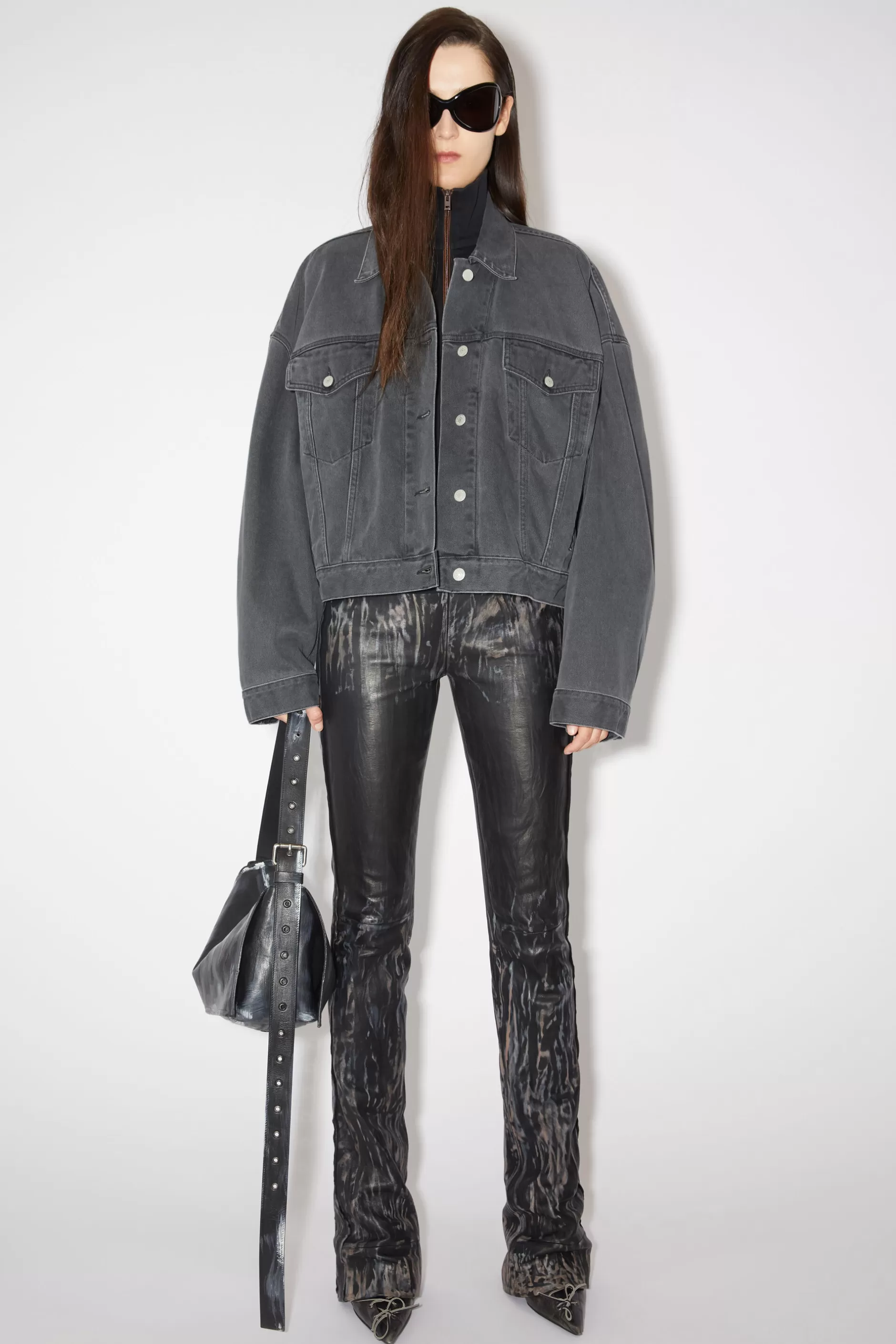 Acne Studios Lockere Denimjacke Dunkelgrau Hot