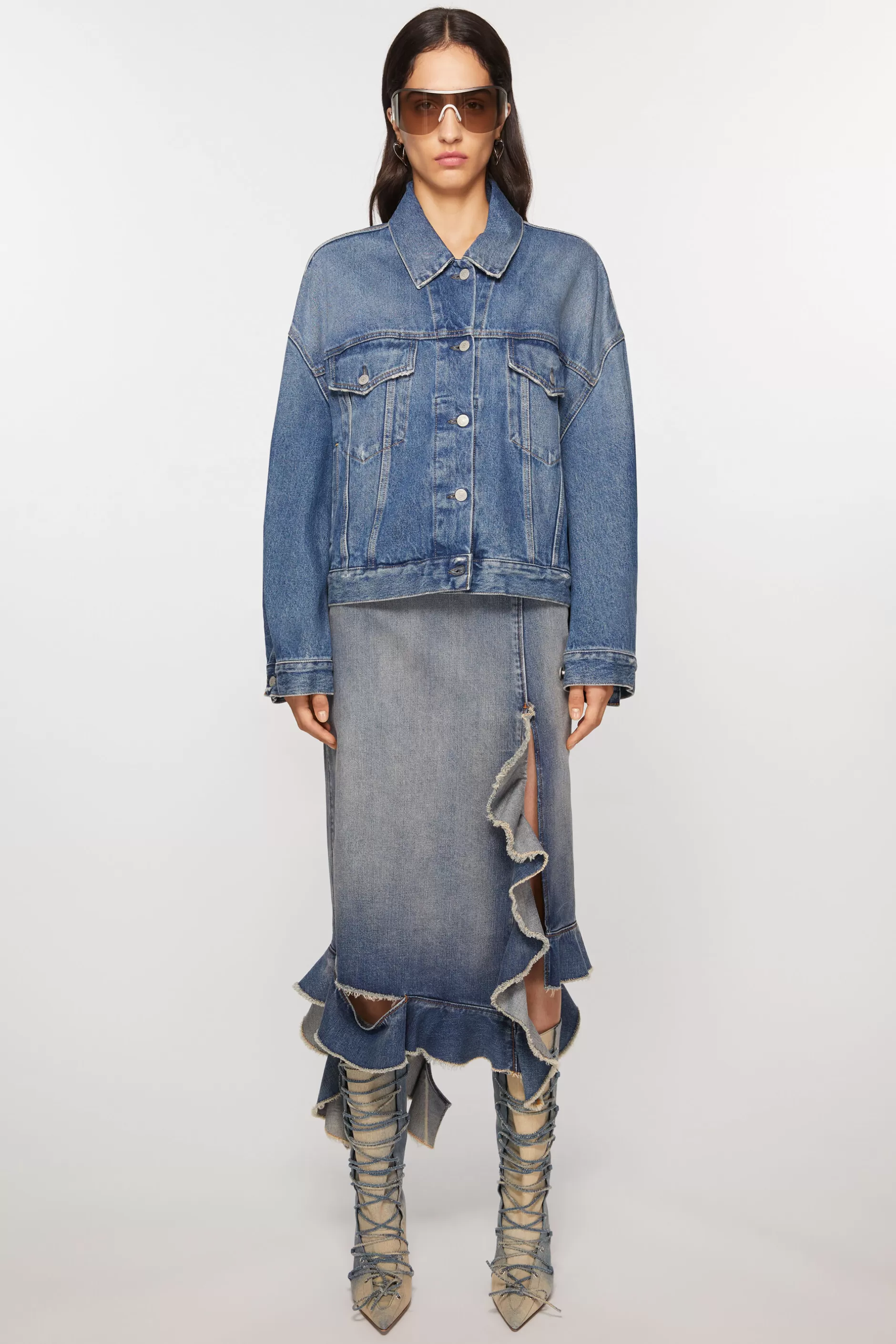 Acne Studios Lockere Denimjacke Mid Blue Best Sale